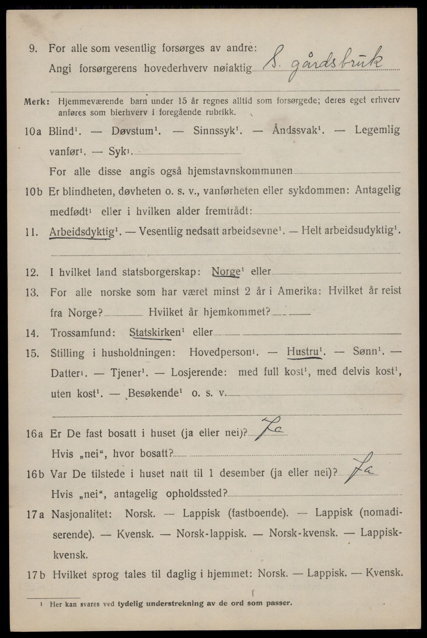 SAT, 1920 census for Flakstad, 1920, p. 3376