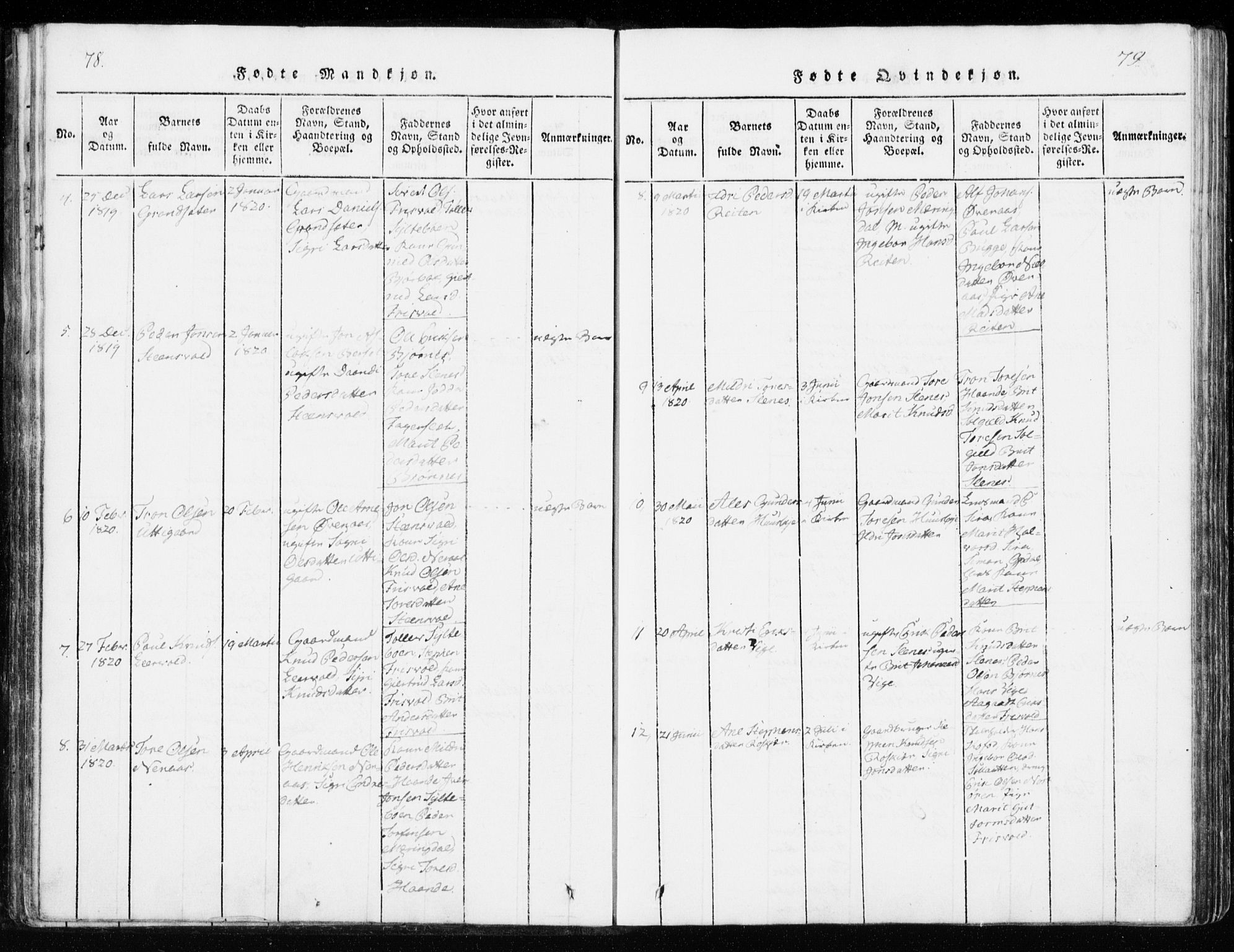 Ministerialprotokoller, klokkerbøker og fødselsregistre - Møre og Romsdal, AV/SAT-A-1454/551/L0623: Parish register (official) no. 551A03, 1818-1831, p. 78-79