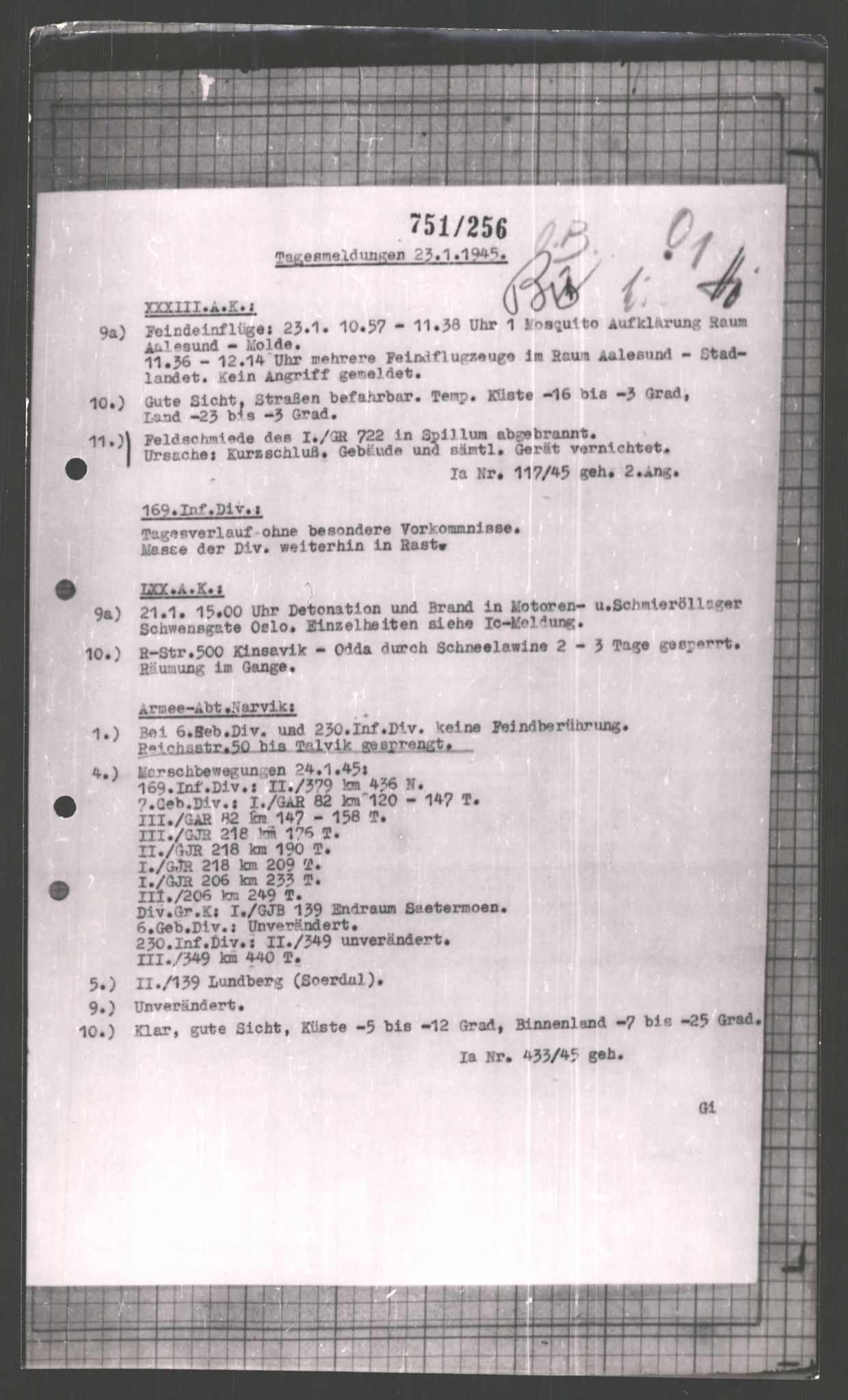 Forsvarets Overkommando. 2 kontor. Arkiv 11.4. Spredte tyske arkivsaker, AV/RA-RAFA-7031/D/Dar/Dara/L0002: Krigsdagbøker for 20. Gebirgs-Armee-Oberkommando (AOK 20), 1945, p. 236