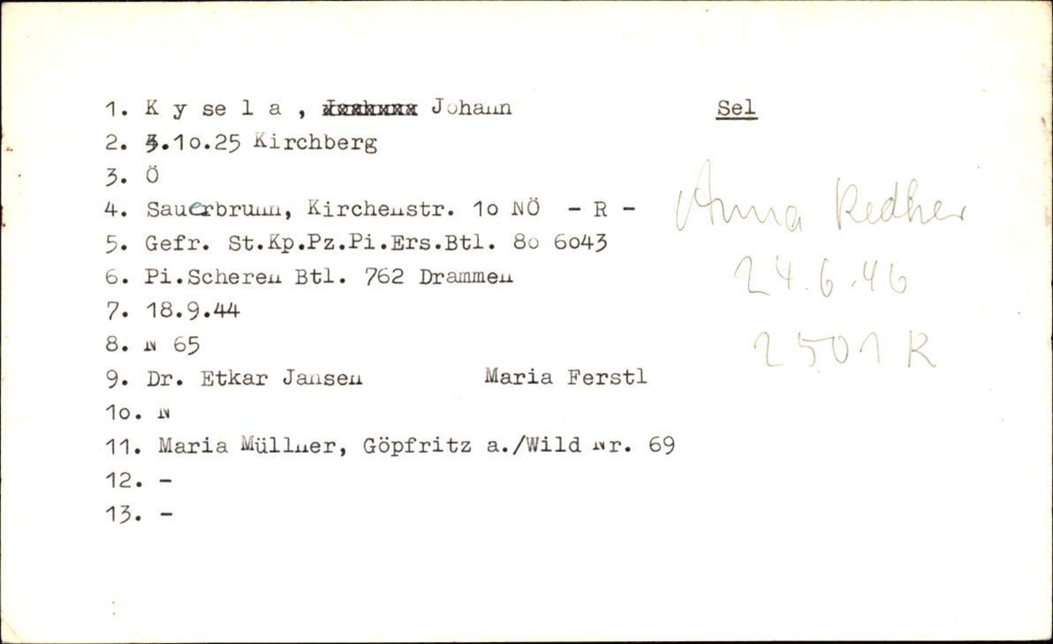 Hjemsendte tyskere , AV/RA-RAFA-6487/D/Db/L0017: Küchler-Liedkte, 1945-1947, p. 430