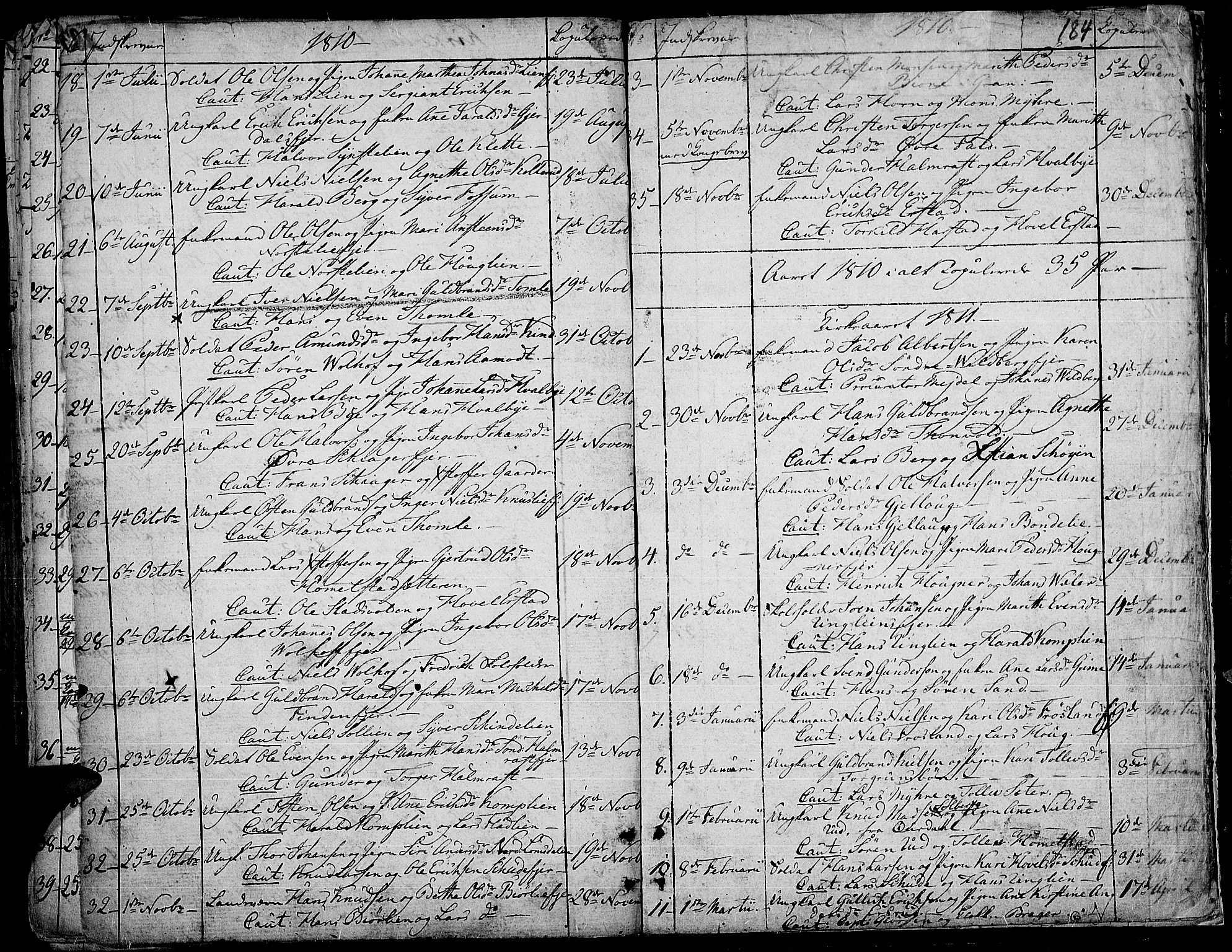 Land prestekontor, SAH/PREST-120/H/Ha/Haa/L0006: Parish register (official) no. 6, 1784-1813, p. 184