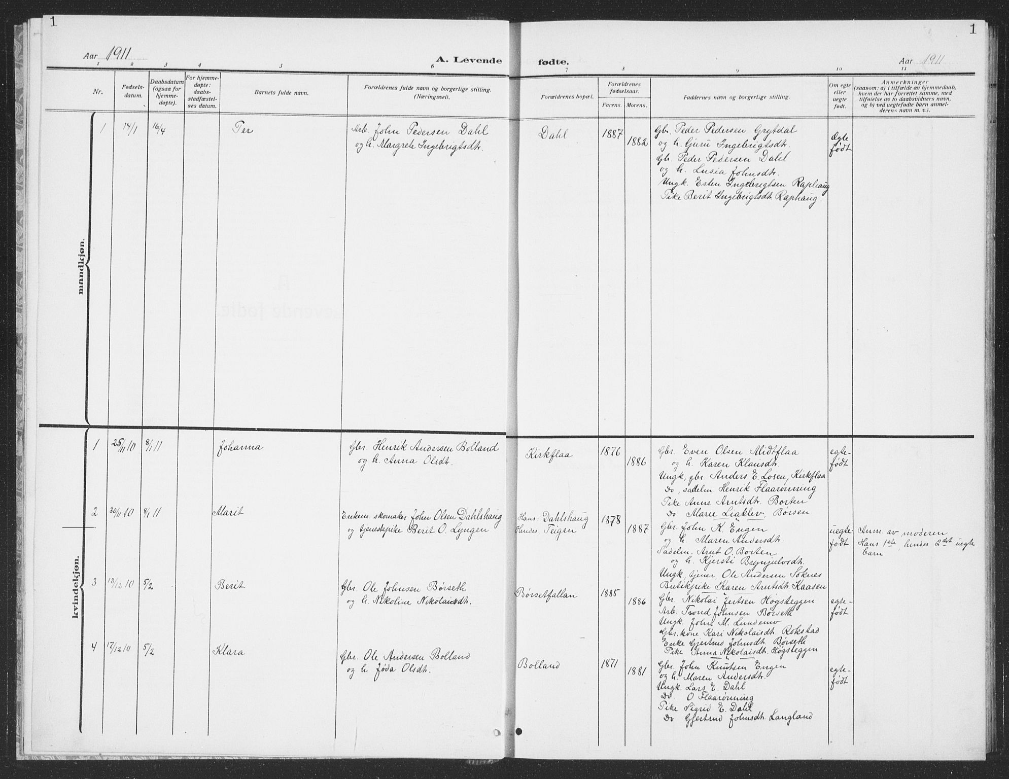Ministerialprotokoller, klokkerbøker og fødselsregistre - Sør-Trøndelag, SAT/A-1456/693/L1124: Parish register (copy) no. 693C05, 1911-1941, p. 1