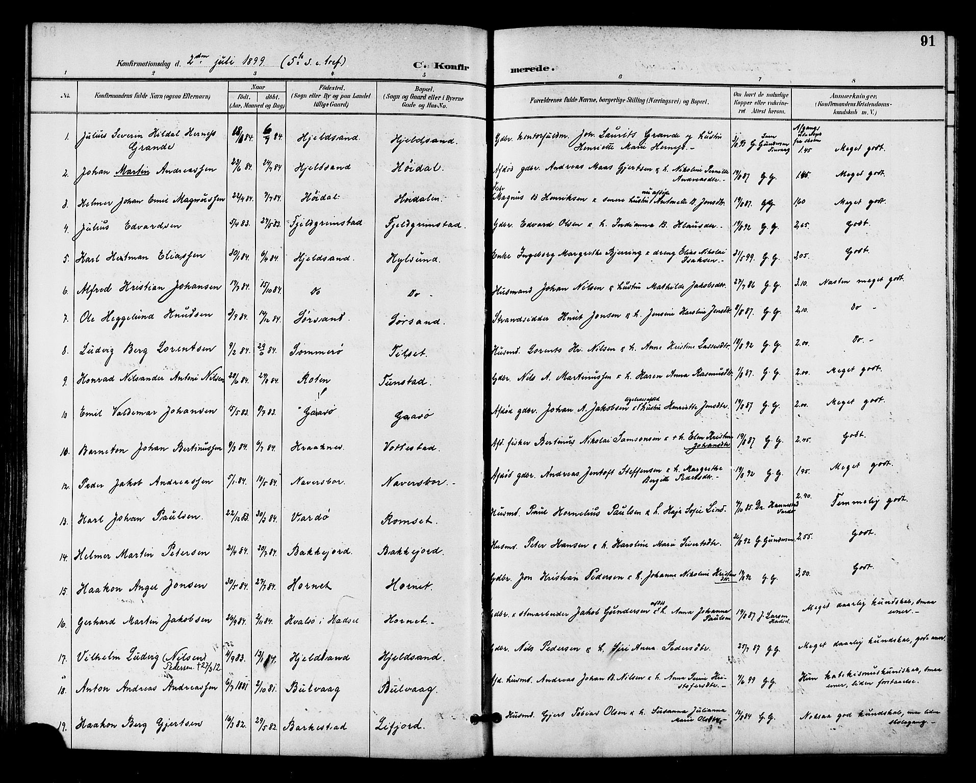 Ministerialprotokoller, klokkerbøker og fødselsregistre - Nordland, AV/SAT-A-1459/893/L1338: Parish register (official) no. 893A10, 1894-1903, p. 91