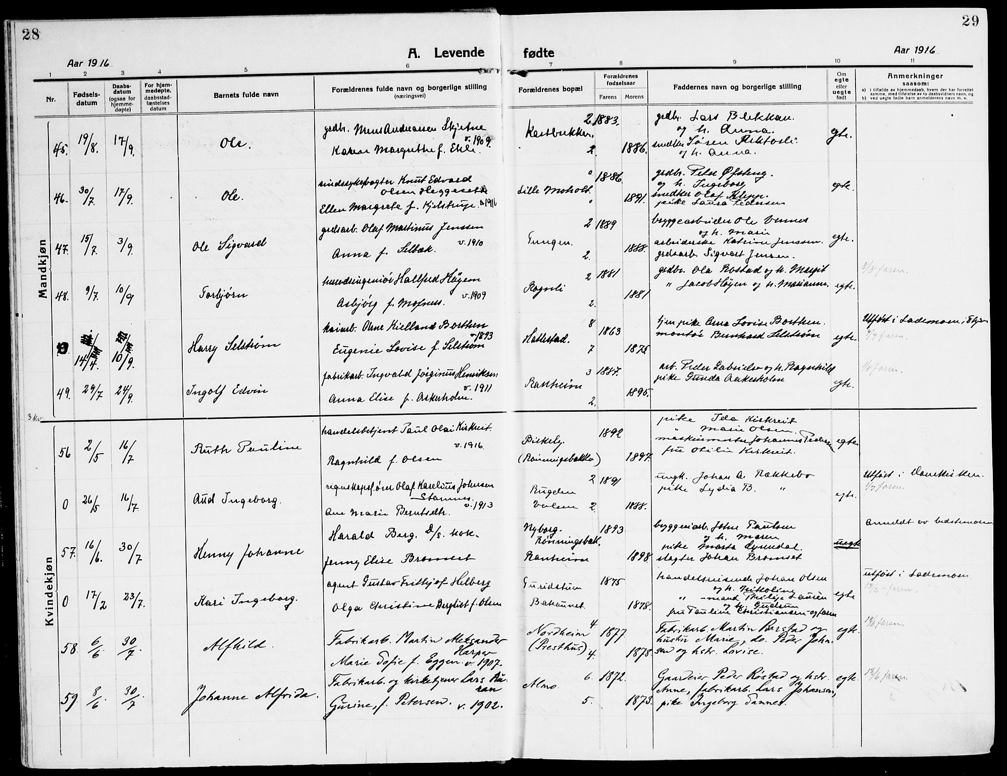 Ministerialprotokoller, klokkerbøker og fødselsregistre - Sør-Trøndelag, SAT/A-1456/607/L0321: Parish register (official) no. 607A05, 1916-1935, p. 28-29
