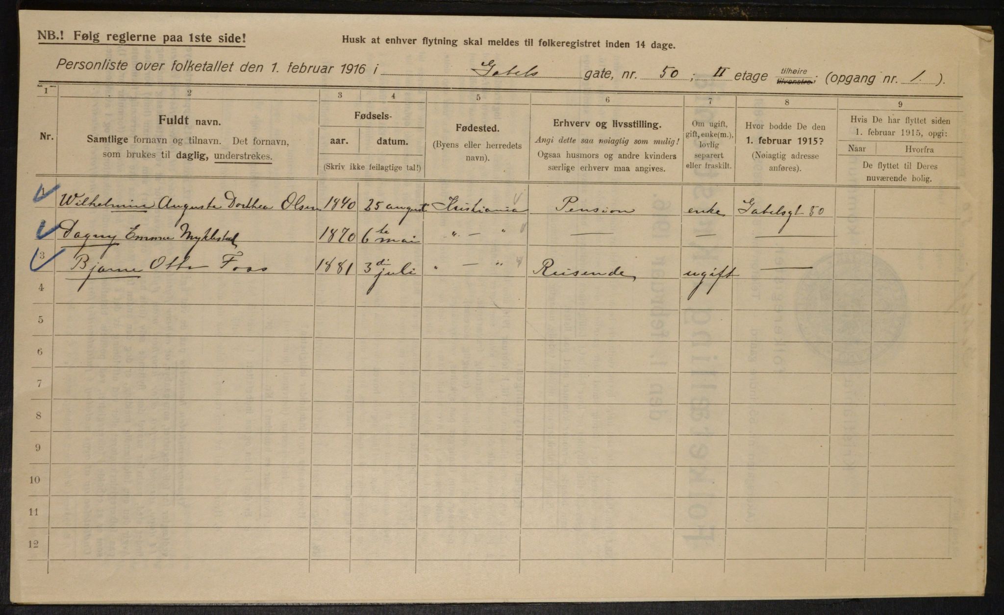 OBA, Municipal Census 1916 for Kristiania, 1916, p. 29315