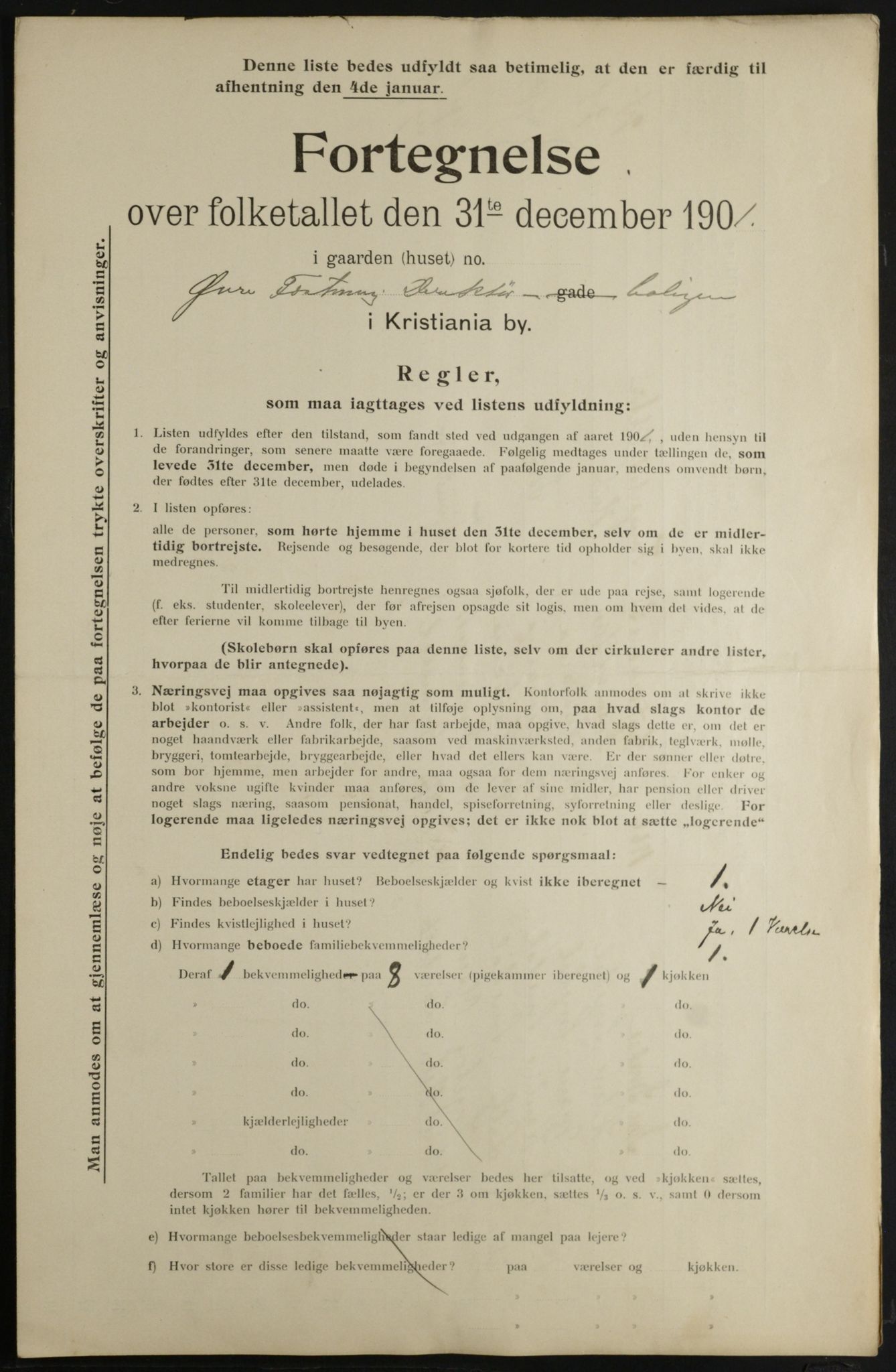 OBA, Municipal Census 1901 for Kristiania, 1901, p. 201