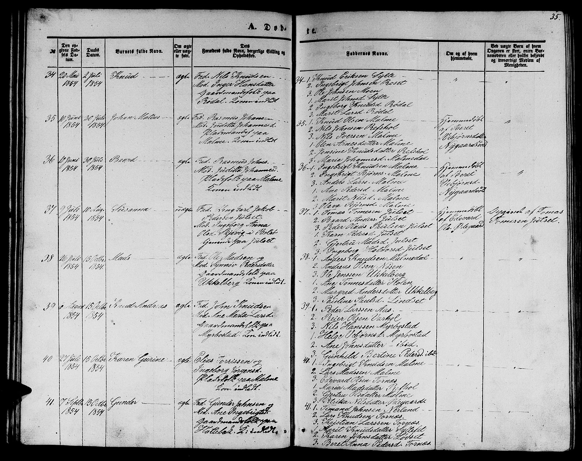 Ministerialprotokoller, klokkerbøker og fødselsregistre - Møre og Romsdal, AV/SAT-A-1454/565/L0753: Parish register (copy) no. 565C02, 1845-1870, p. 35