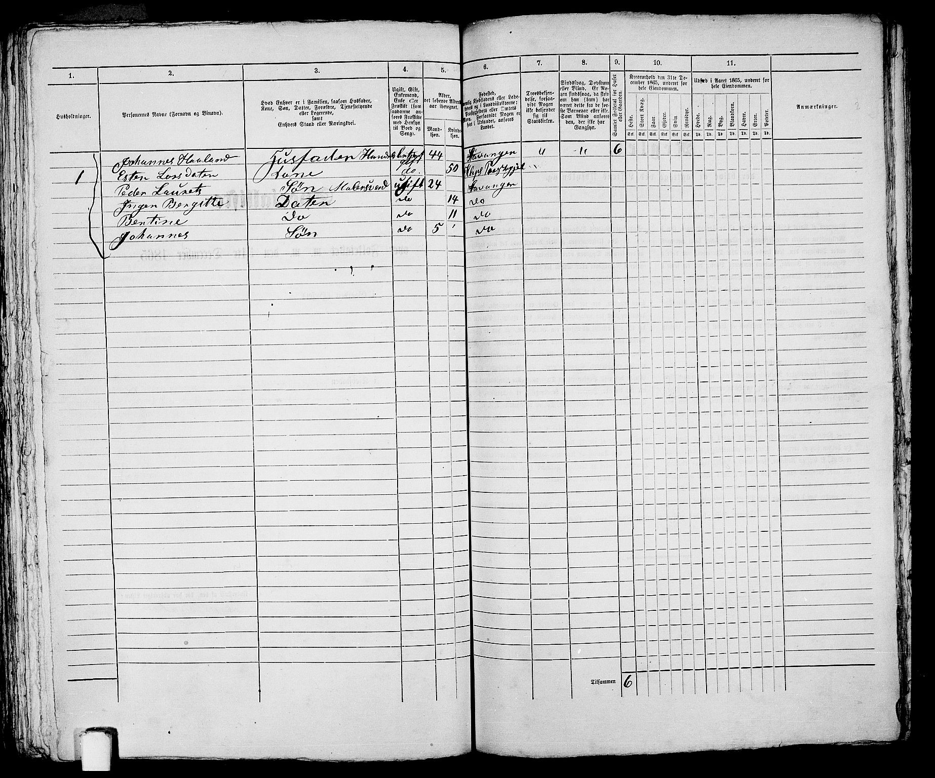 RA, 1865 census for Stavanger, 1865, p. 2893