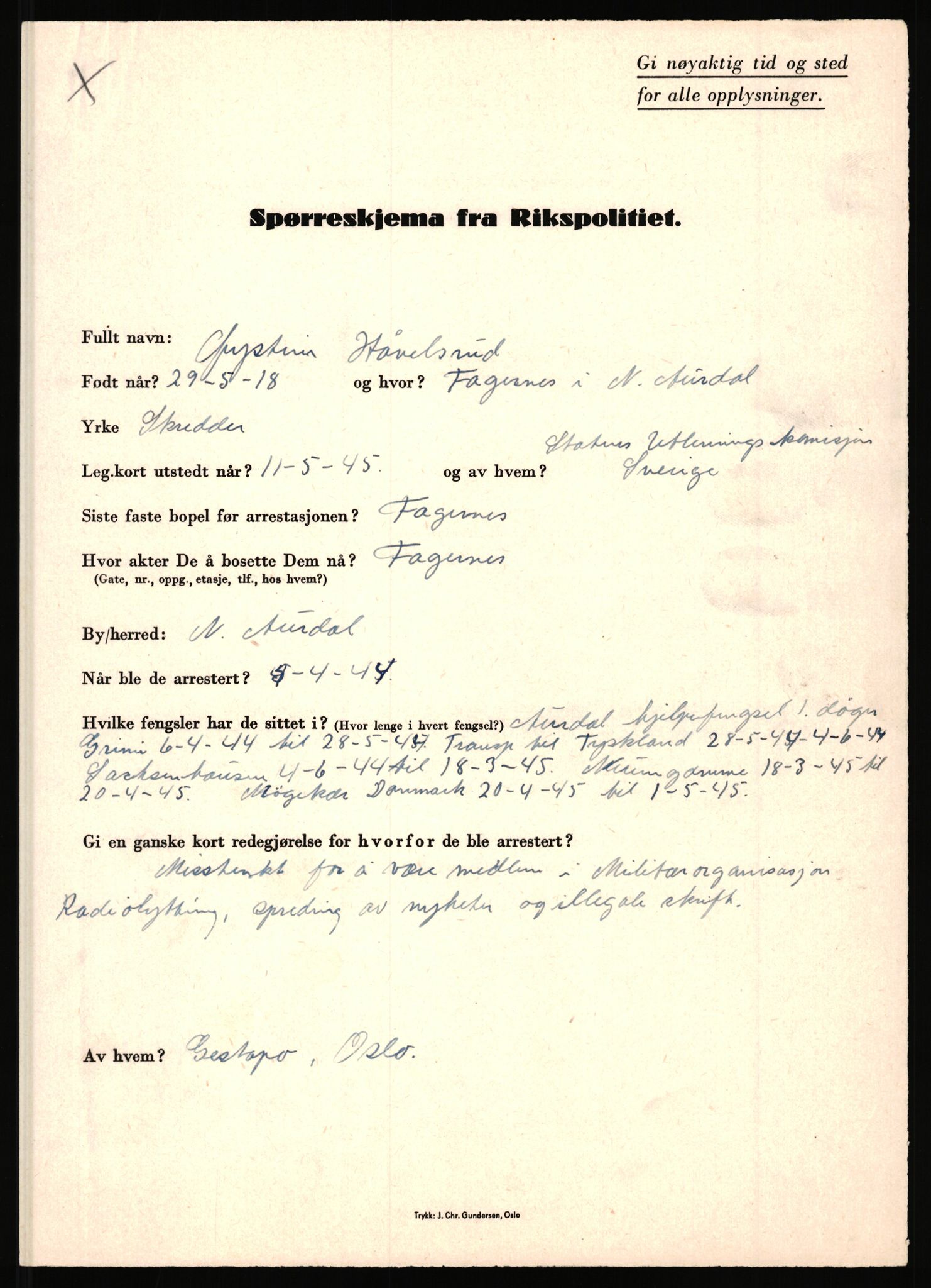 Rikspolitisjefen, AV/RA-S-1560/L/L0007: Heen, Erik C. - Iversen, Trygve, 1940-1945, p. 1059