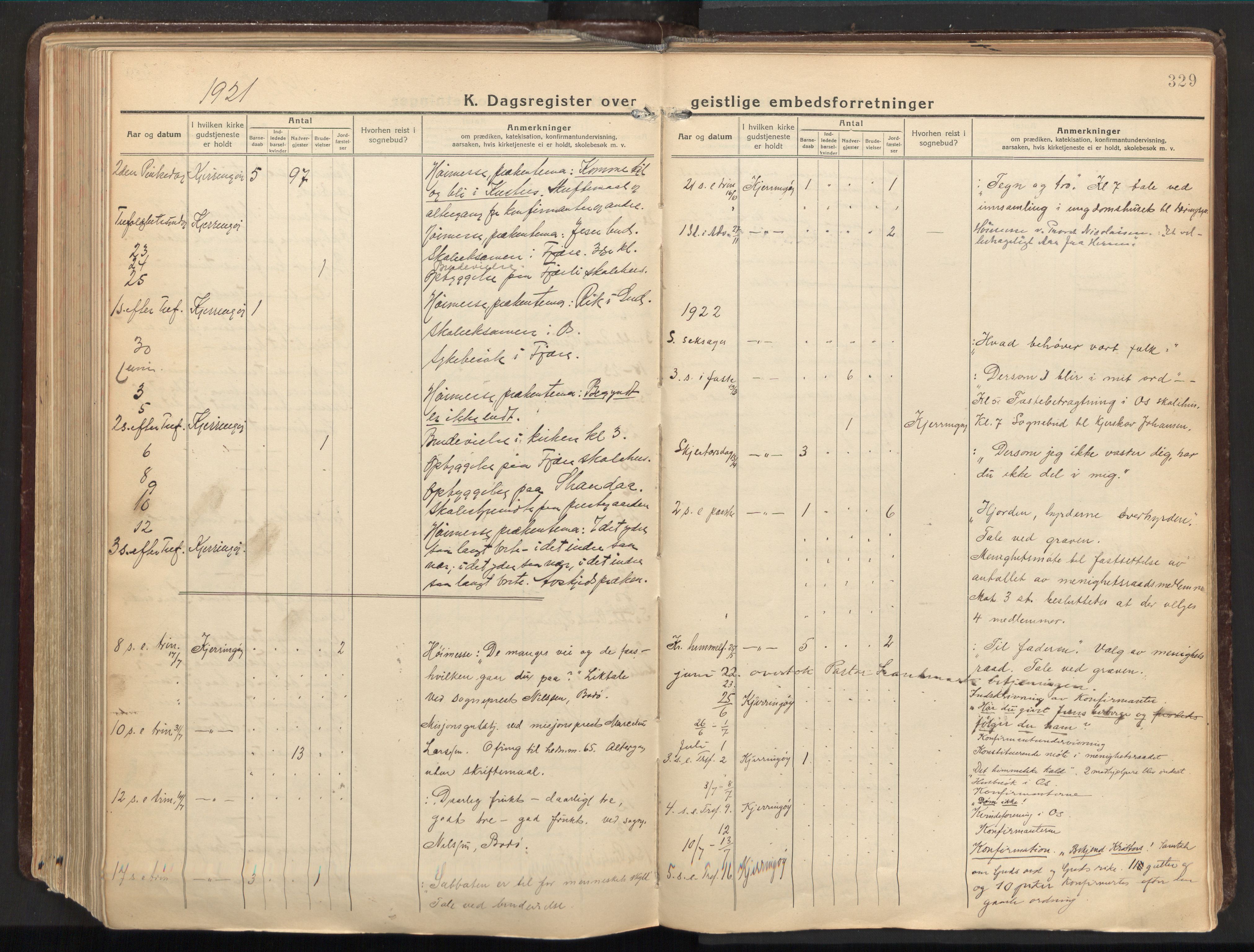 Ministerialprotokoller, klokkerbøker og fødselsregistre - Nordland, AV/SAT-A-1459/803/L0073: Parish register (official) no. 803A03, 1920-1955, p. 329