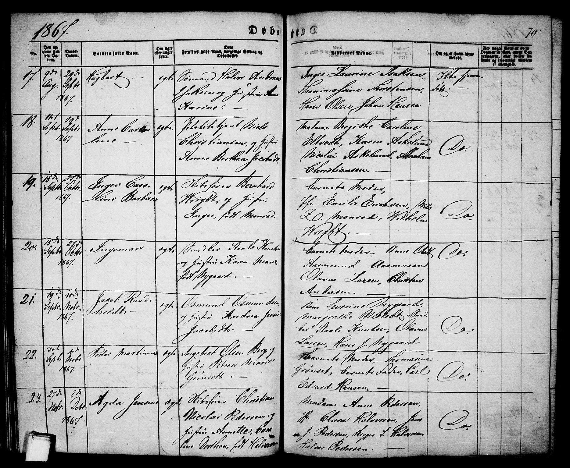 Porsgrunn kirkebøker , AV/SAKO-A-104/G/Ga/L0002: Parish register (copy) no. I 2, 1847-1877, p. 70