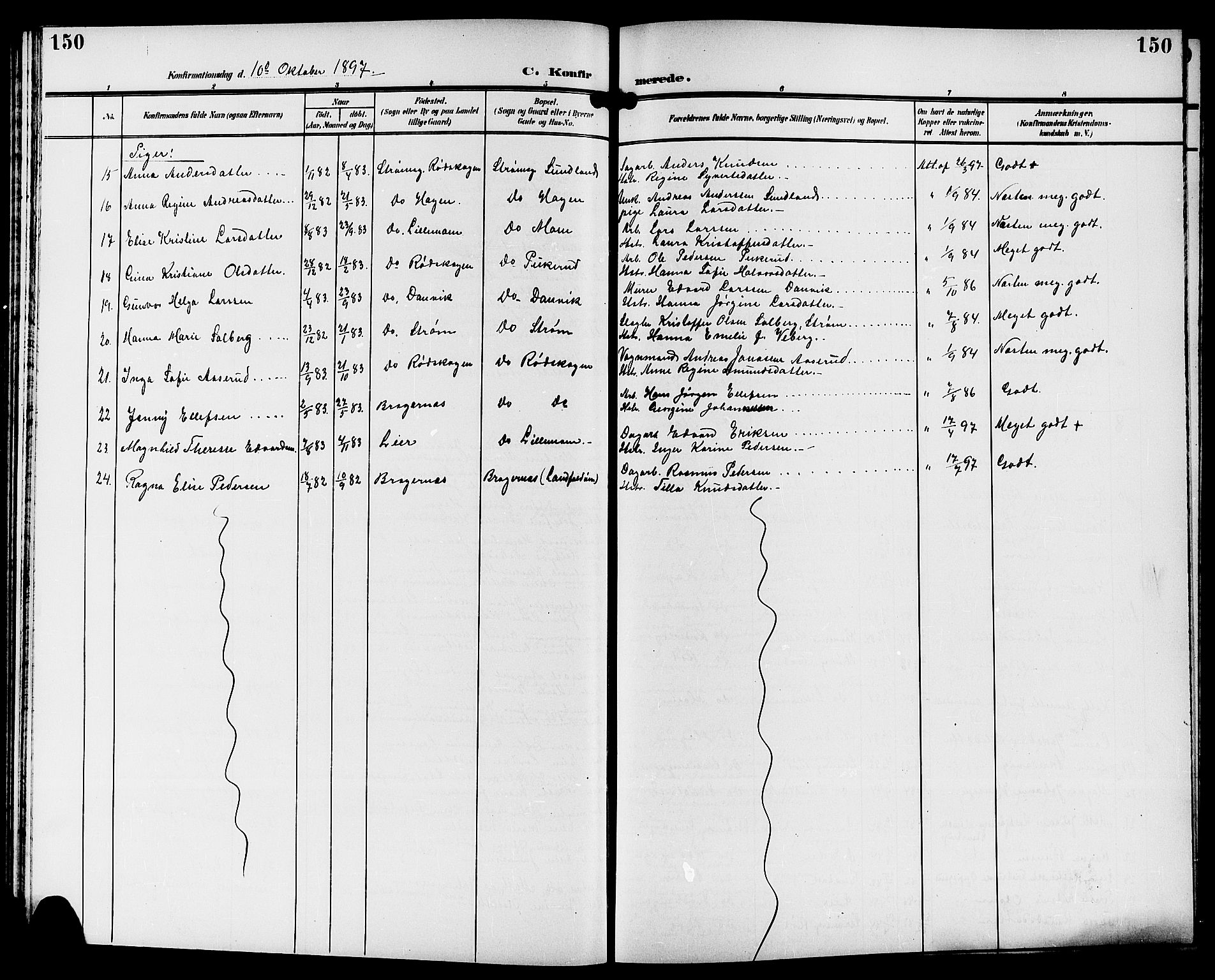 Strømsgodset kirkebøker, SAKO/A-324/G/Ga/L0002: Parish register (copy) no. 2, 1885-1910, p. 150
