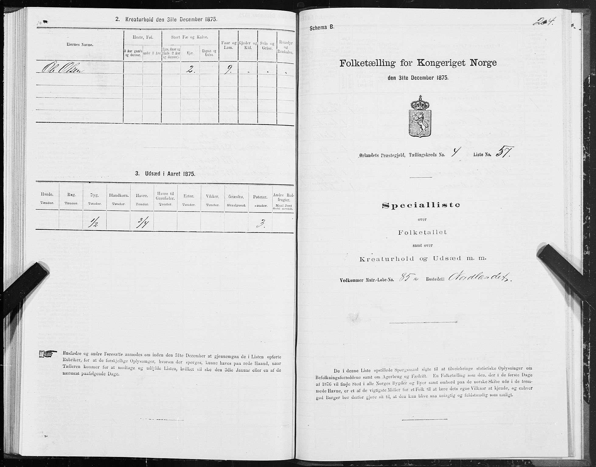 SAT, 1875 census for 1621P Ørland, 1875, p. 2204