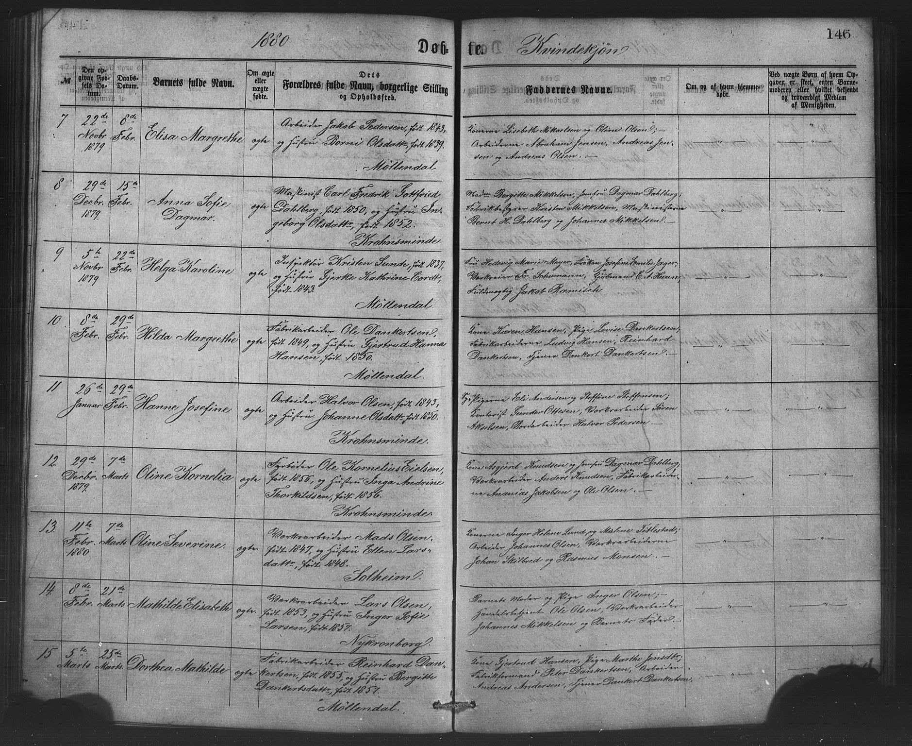 St. Jørgens hospital og Årstad sokneprestembete, AV/SAB-A-99934: Parish register (copy) no. A 4, 1873-1885, p. 146