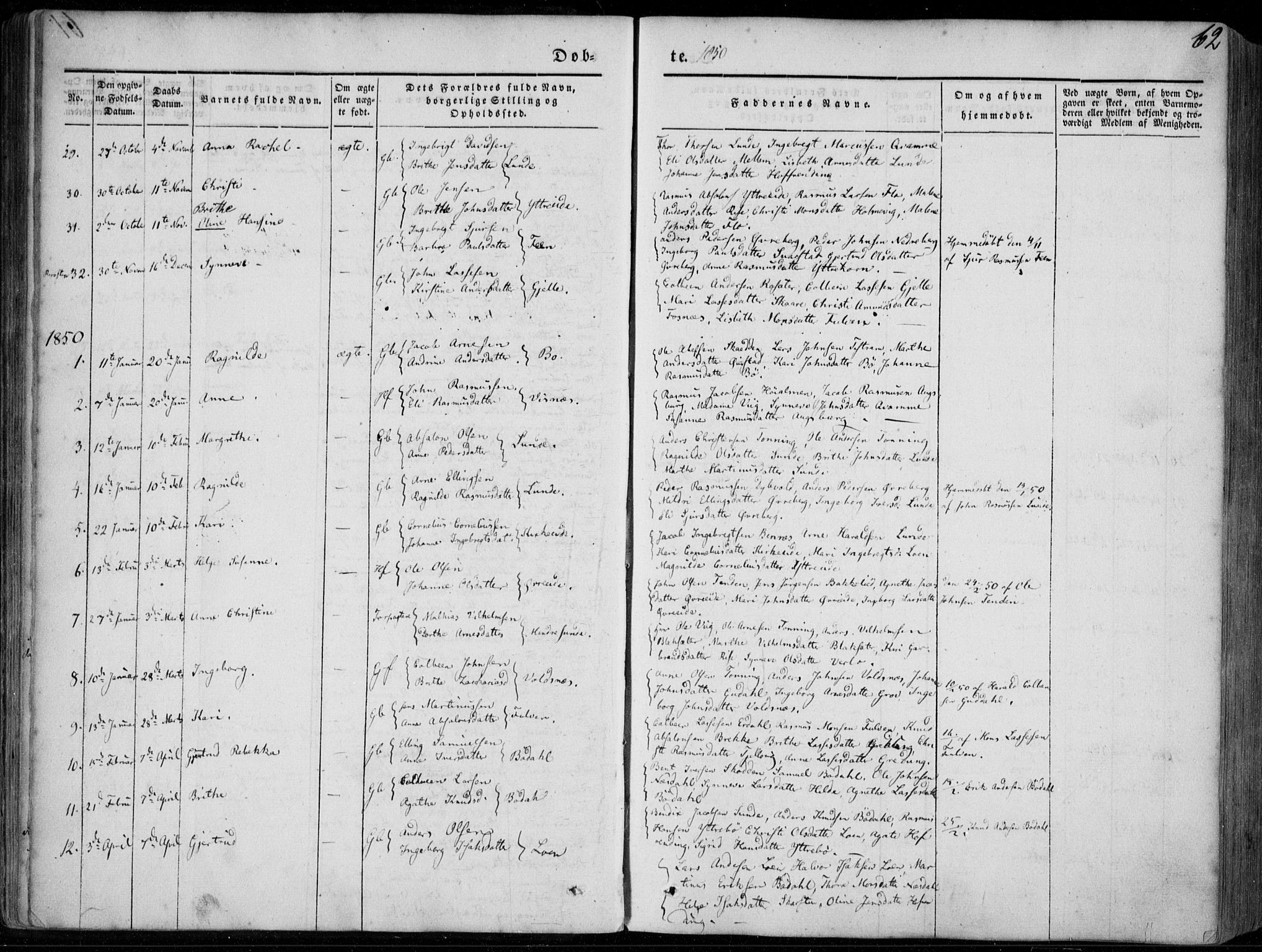 Stryn Sokneprestembete, SAB/A-82501: Parish register (official) no. A 2, 1844-1861, p. 62
