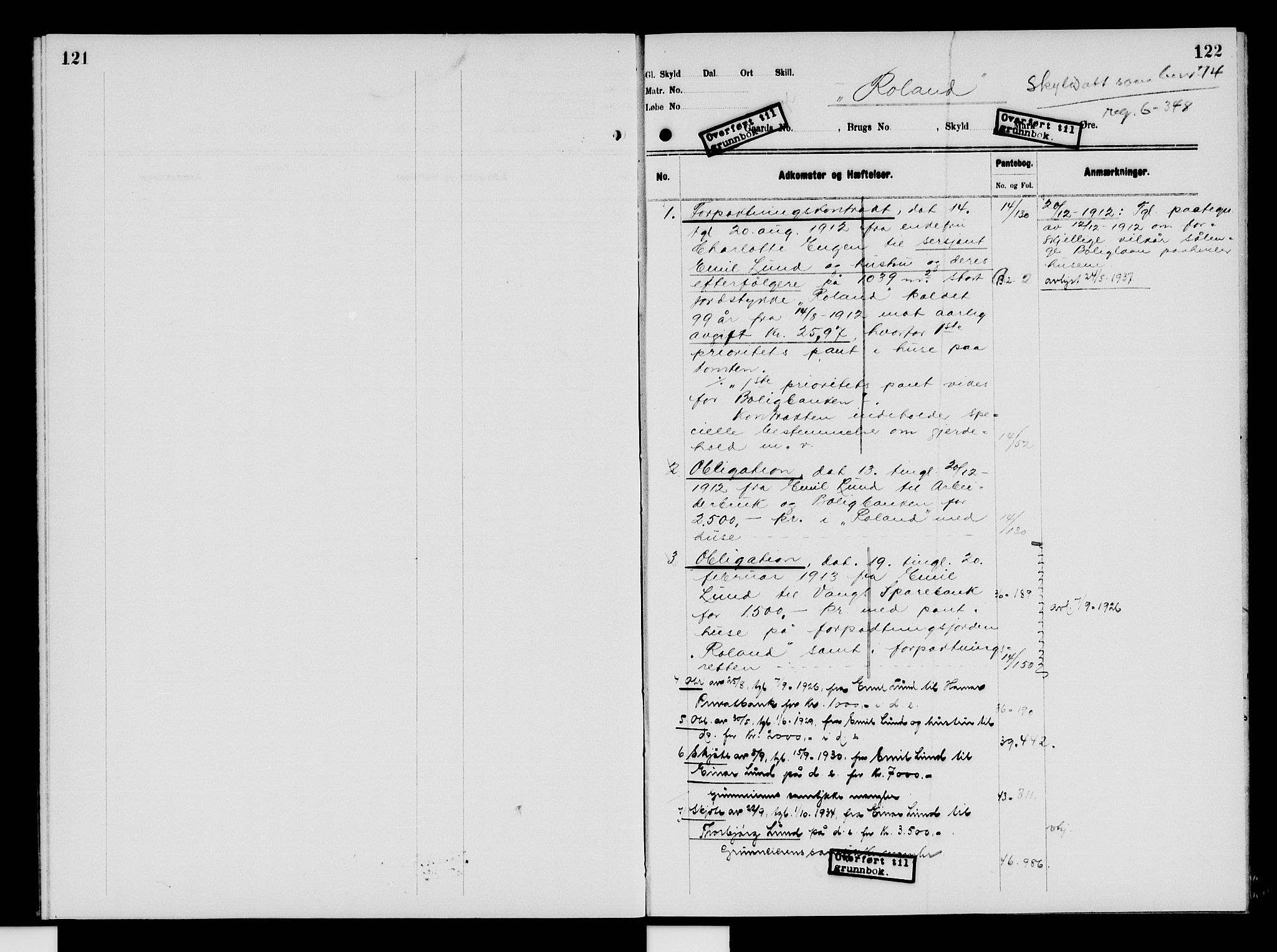 Nord-Hedmark sorenskriveri, SAH/TING-012/H/Ha/Had/Hade/L0009: Mortgage register no. 4.9, 1924-1940, p. 121-122