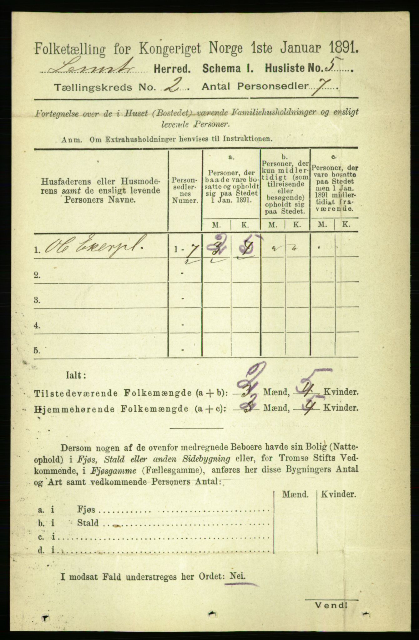 RA, 1891 census for 1654 Leinstrand, 1891, p. 425