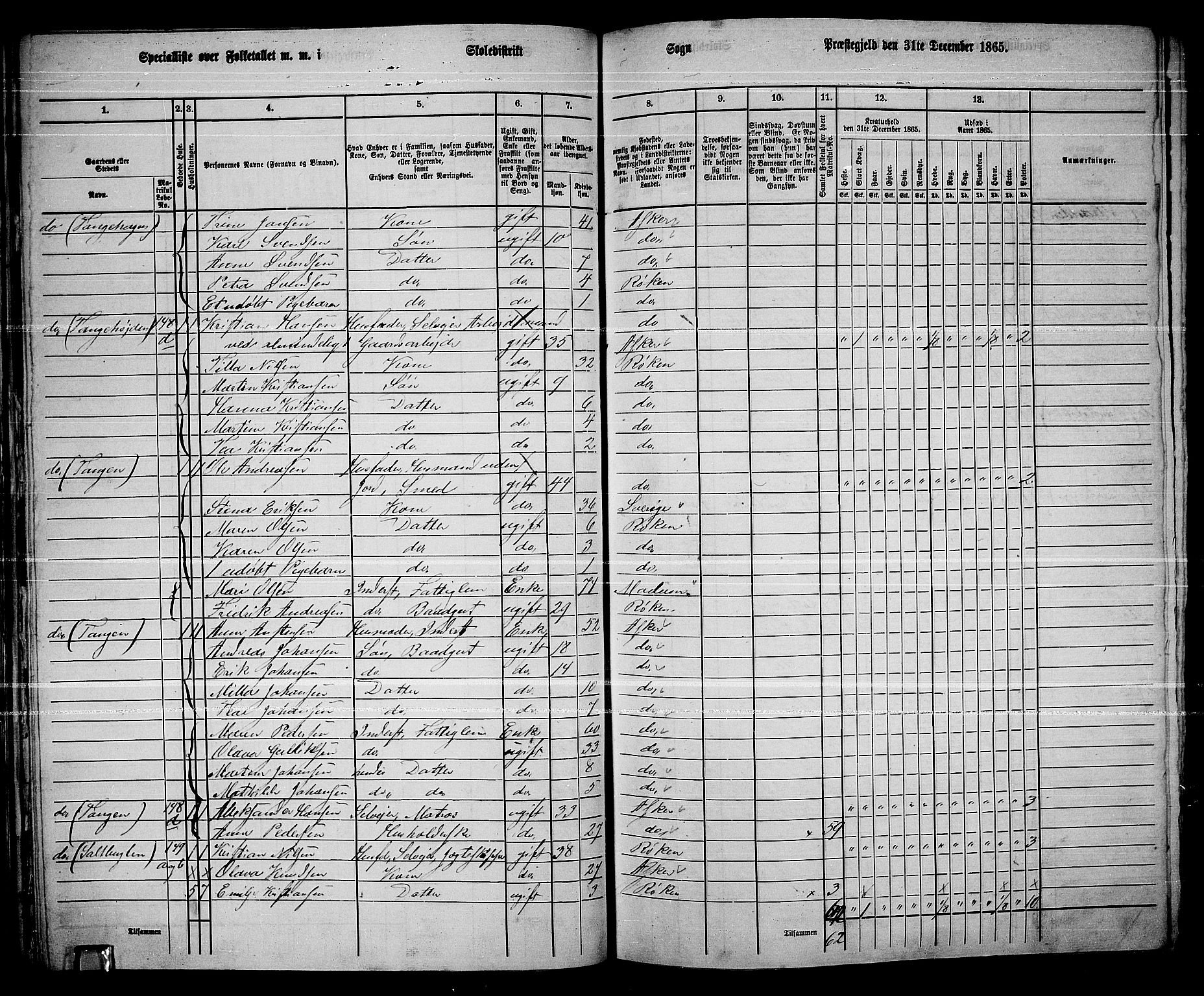 RA, 1865 census for Røyken, 1865, p. 59