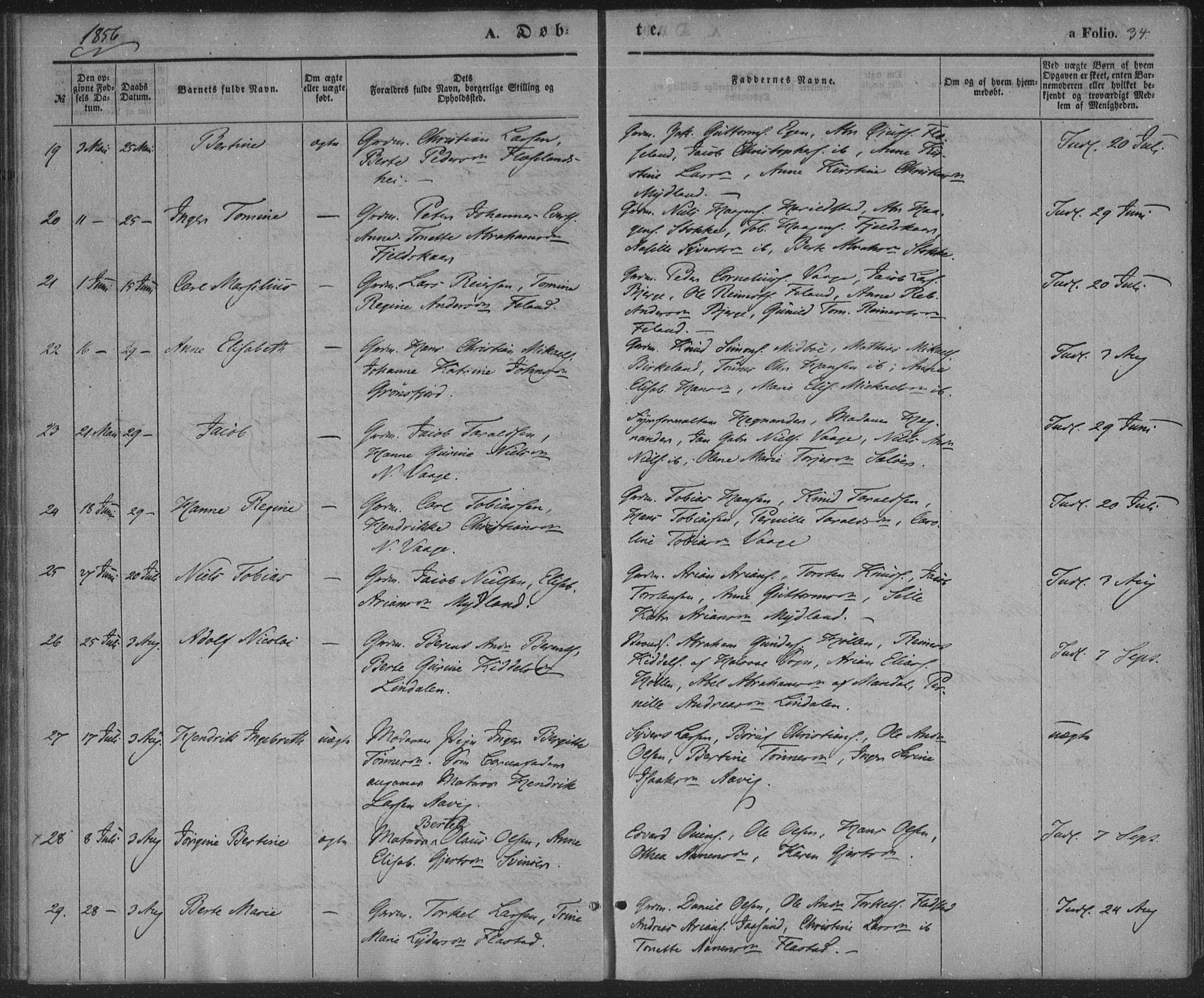 Sør-Audnedal sokneprestkontor, AV/SAK-1111-0039/F/Fa/Faa/L0002: Parish register (official) no. A 2, 1848-1867, p. 34