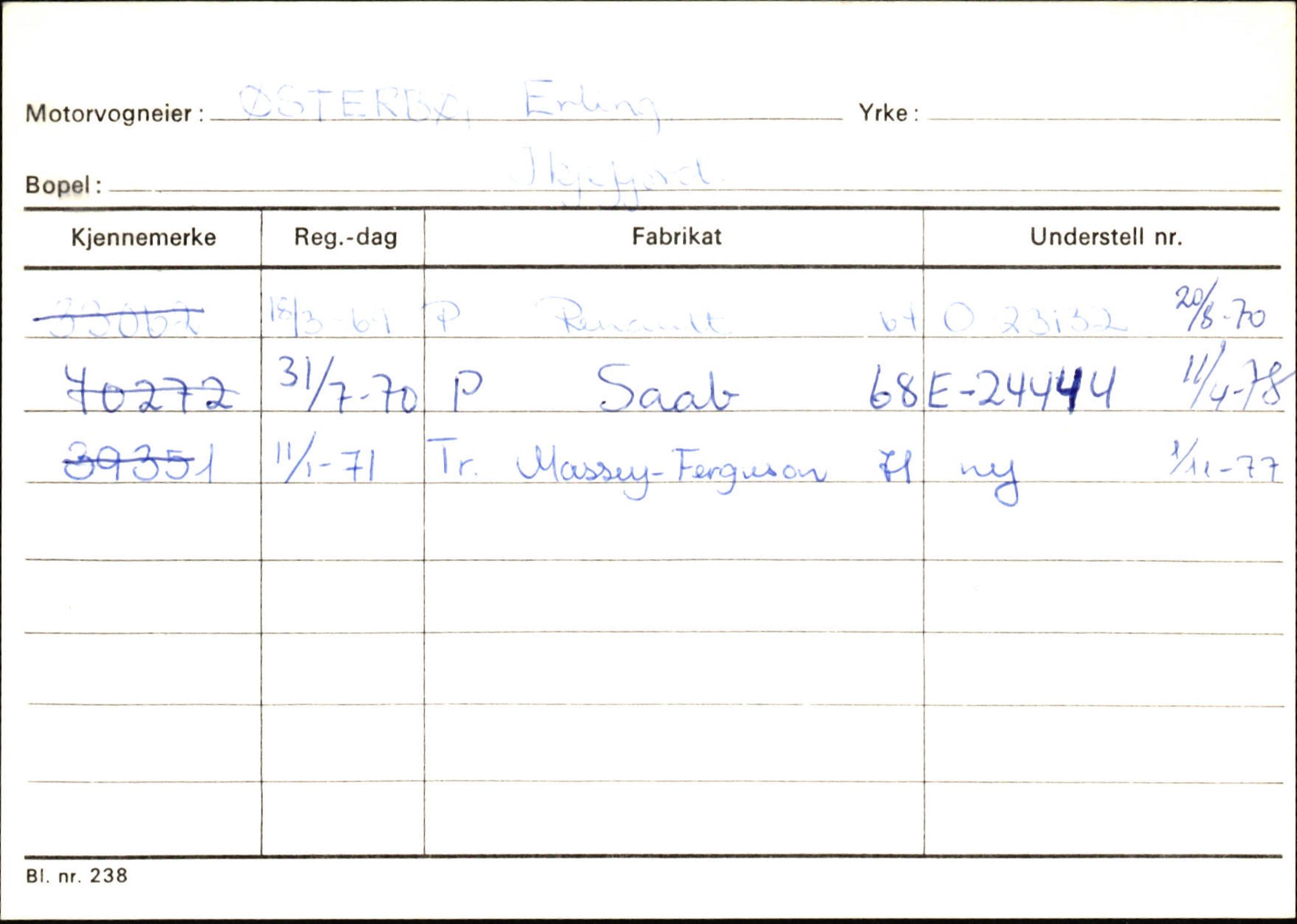 Statens vegvesen, Sogn og Fjordane vegkontor, SAB/A-5301/4/F/L0131: Eigarregister Høyanger P-Å. Stryn S-Å, 1945-1975, p. 1020