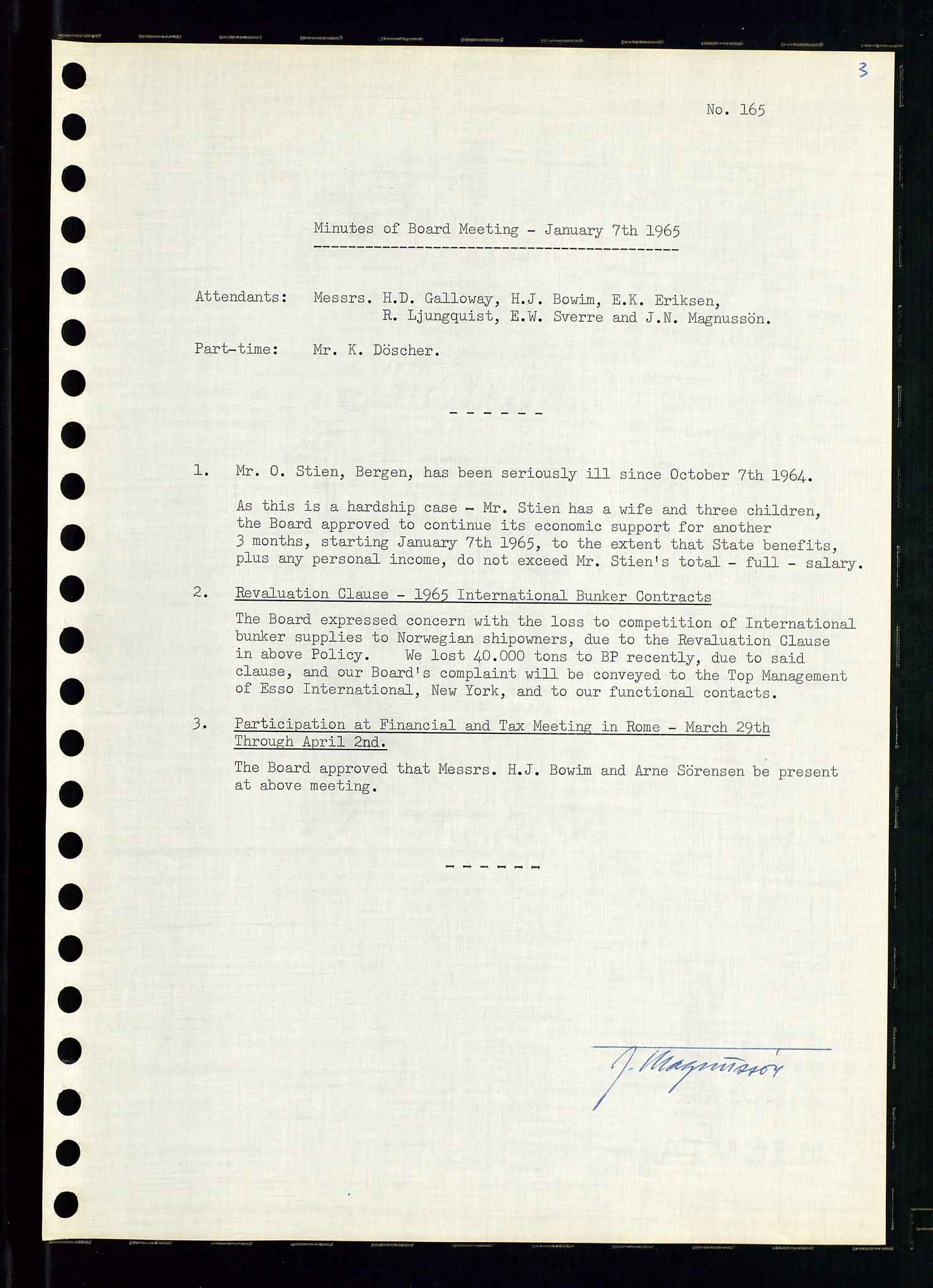 Pa 0982 - Esso Norge A/S, AV/SAST-A-100448/A/Aa/L0002/0001: Den administrerende direksjon Board minutes (styrereferater) / Den administrerende direksjon Board minutes (styrereferater), 1965, p. 163