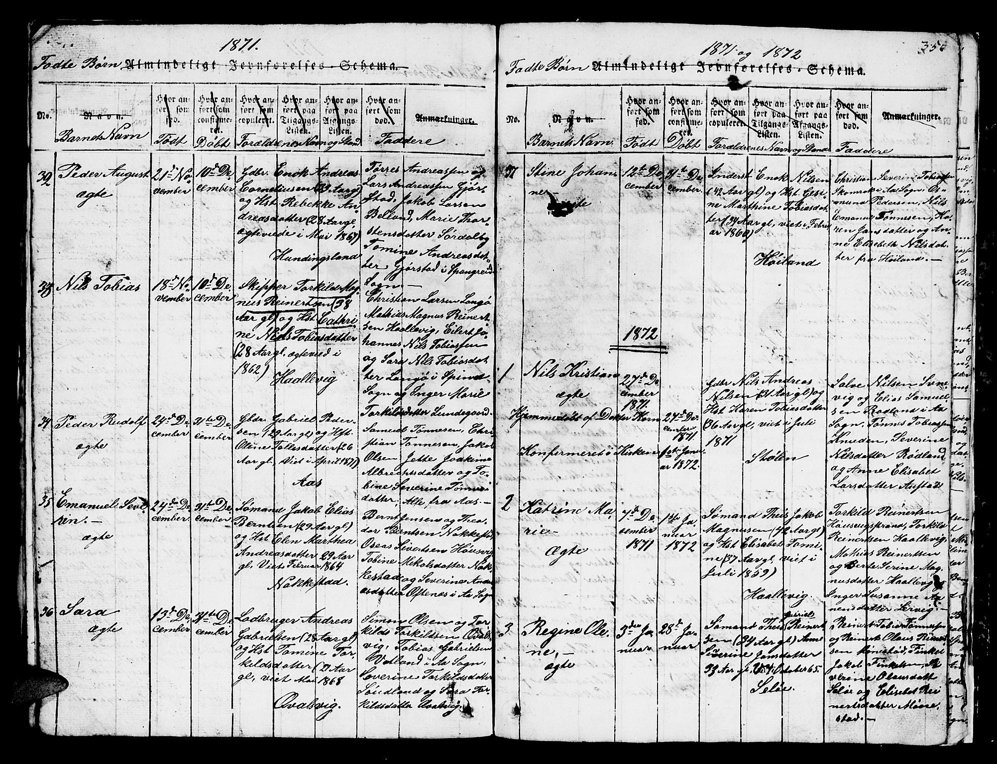 Lyngdal sokneprestkontor, AV/SAK-1111-0029/F/Fb/Fba/L0001: Parish register (copy) no. B 1, 1816-1876, p. 352