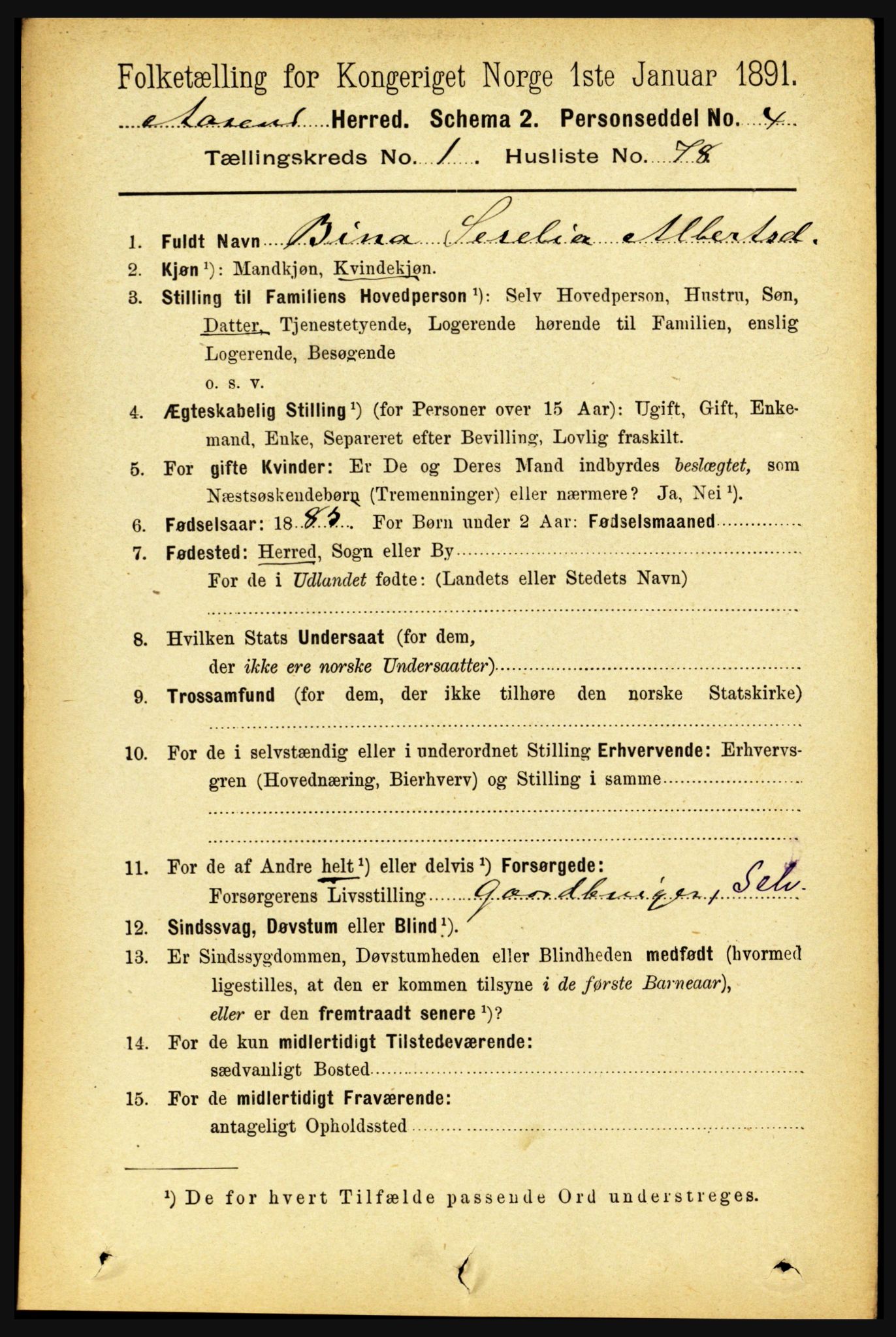 RA, 1891 census for 1716 Åsen, 1891, p. 551