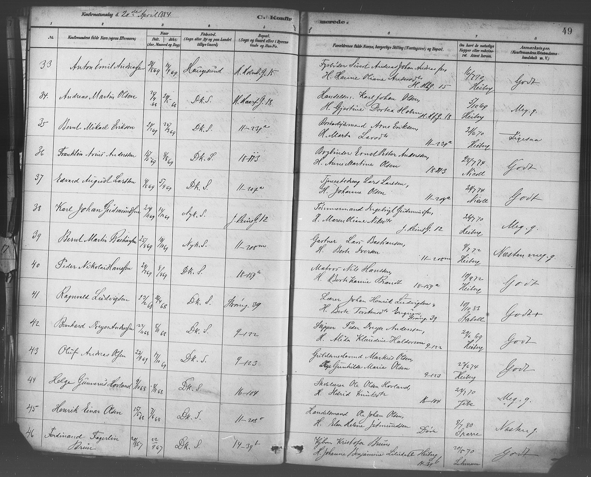 Domkirken sokneprestembete, AV/SAB-A-74801/H/Haa/L0030: Parish register (official) no. C 5, 1880-1898, p. 49