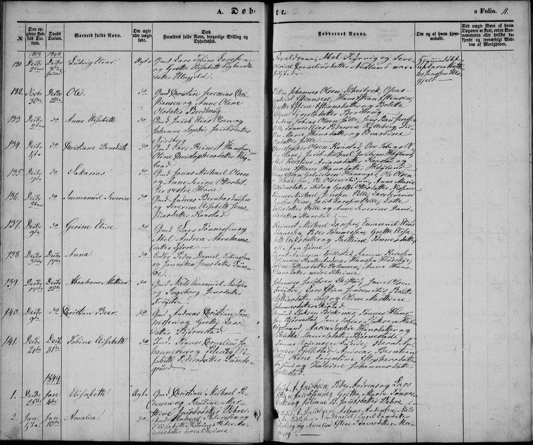 Lista sokneprestkontor, AV/SAK-1111-0027/F/Fb/L0002: Parish register (copy) no. B 2, 1847-1862, p. 11