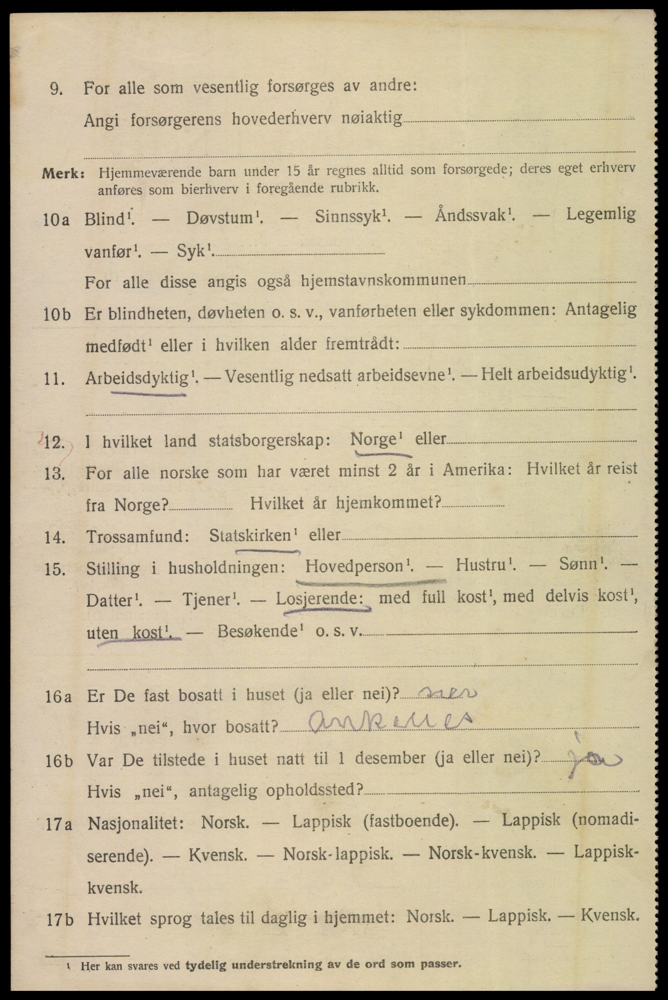 SAT, 1920 census for Narvik, 1920, p. 16455