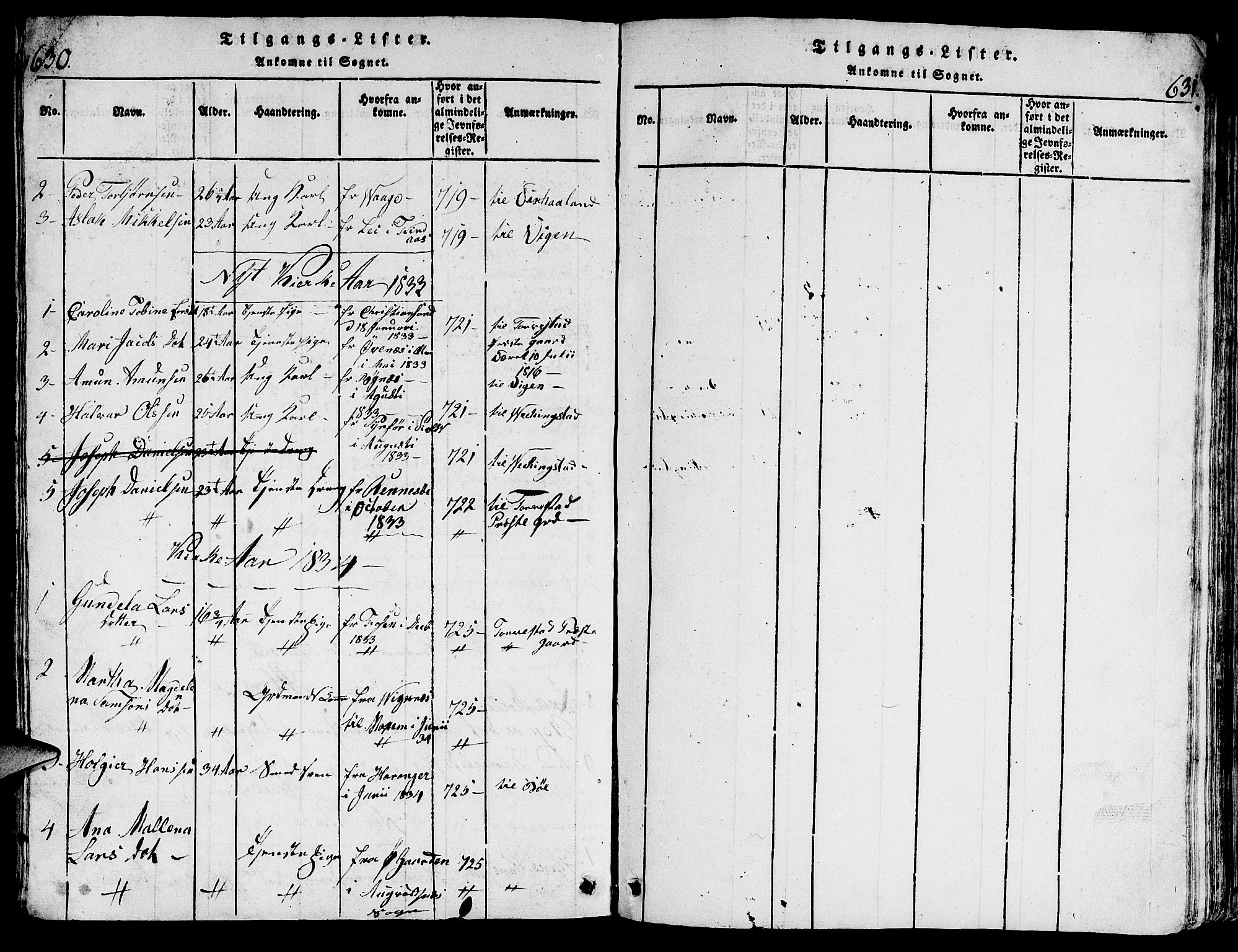 Torvastad sokneprestkontor, AV/SAST-A -101857/H/Ha/Hab/L0001: Parish register (copy) no. B 1 /1, 1817-1835, p. 630-631