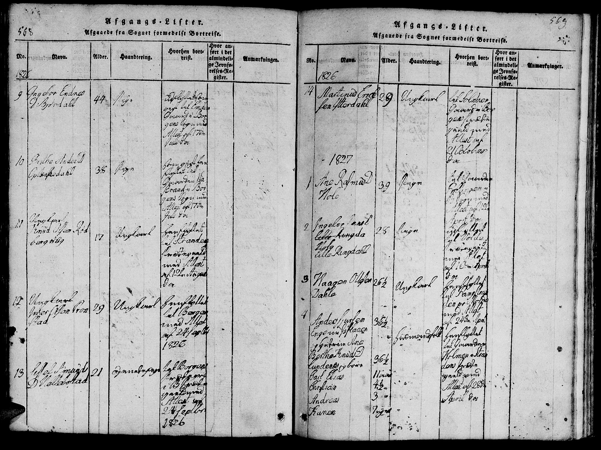 Ministerialprotokoller, klokkerbøker og fødselsregistre - Møre og Romsdal, SAT/A-1454/519/L0260: Parish register (copy) no. 519C01, 1817-1829, p. 568-569