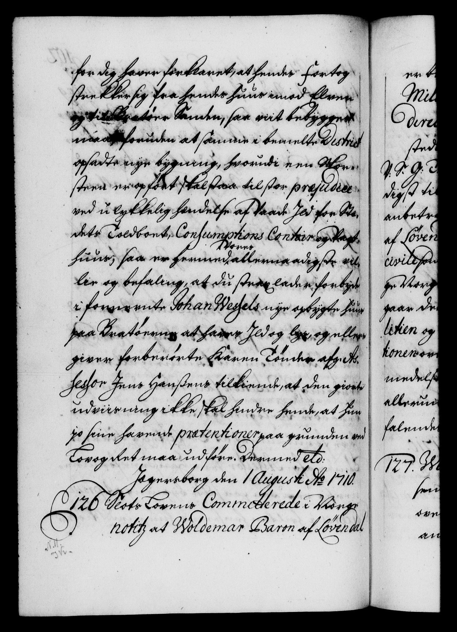 Danske Kanselli 1572-1799, AV/RA-EA-3023/F/Fc/Fca/Fcab/L0019: Norske tegnelser, 1710-1714, p. 102b