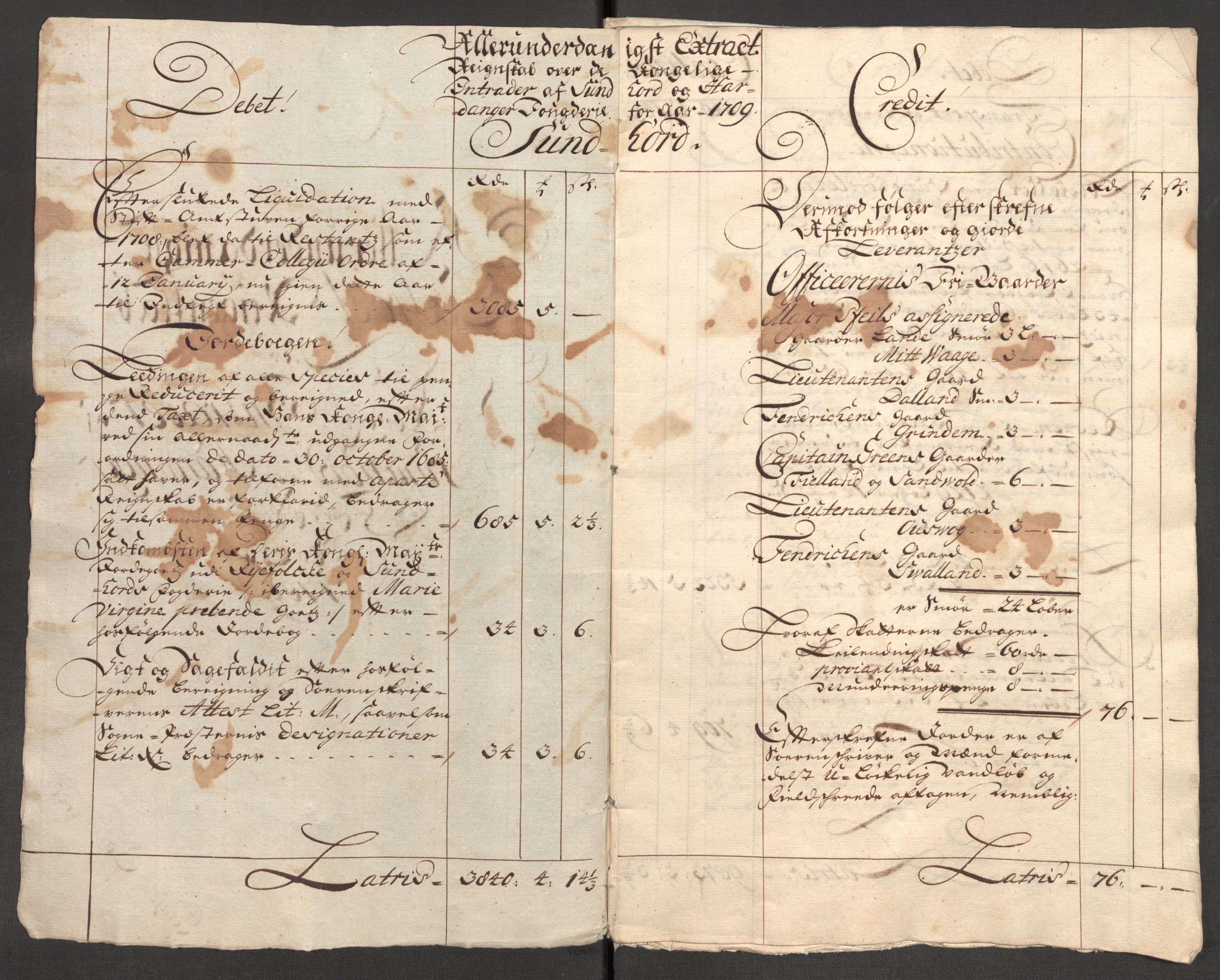 Rentekammeret inntil 1814, Reviderte regnskaper, Fogderegnskap, AV/RA-EA-4092/R48/L2986: Fogderegnskap Sunnhordland og Hardanger, 1709-1710, p. 5