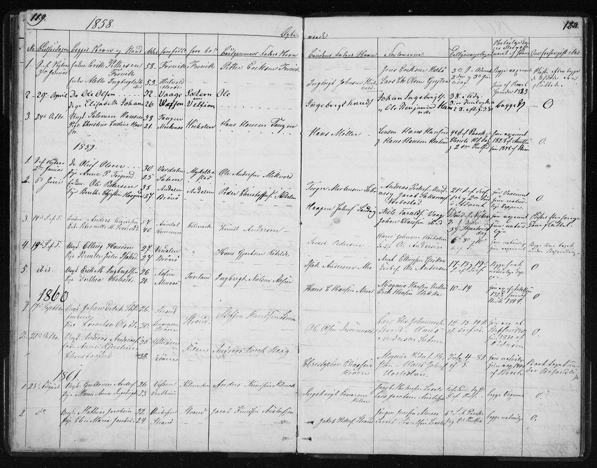 Ministerialprotokoller, klokkerbøker og fødselsregistre - Nordland, SAT/A-1459/819/L0275: Parish register (copy) no. 819C01, 1841-1868, p. 119-120