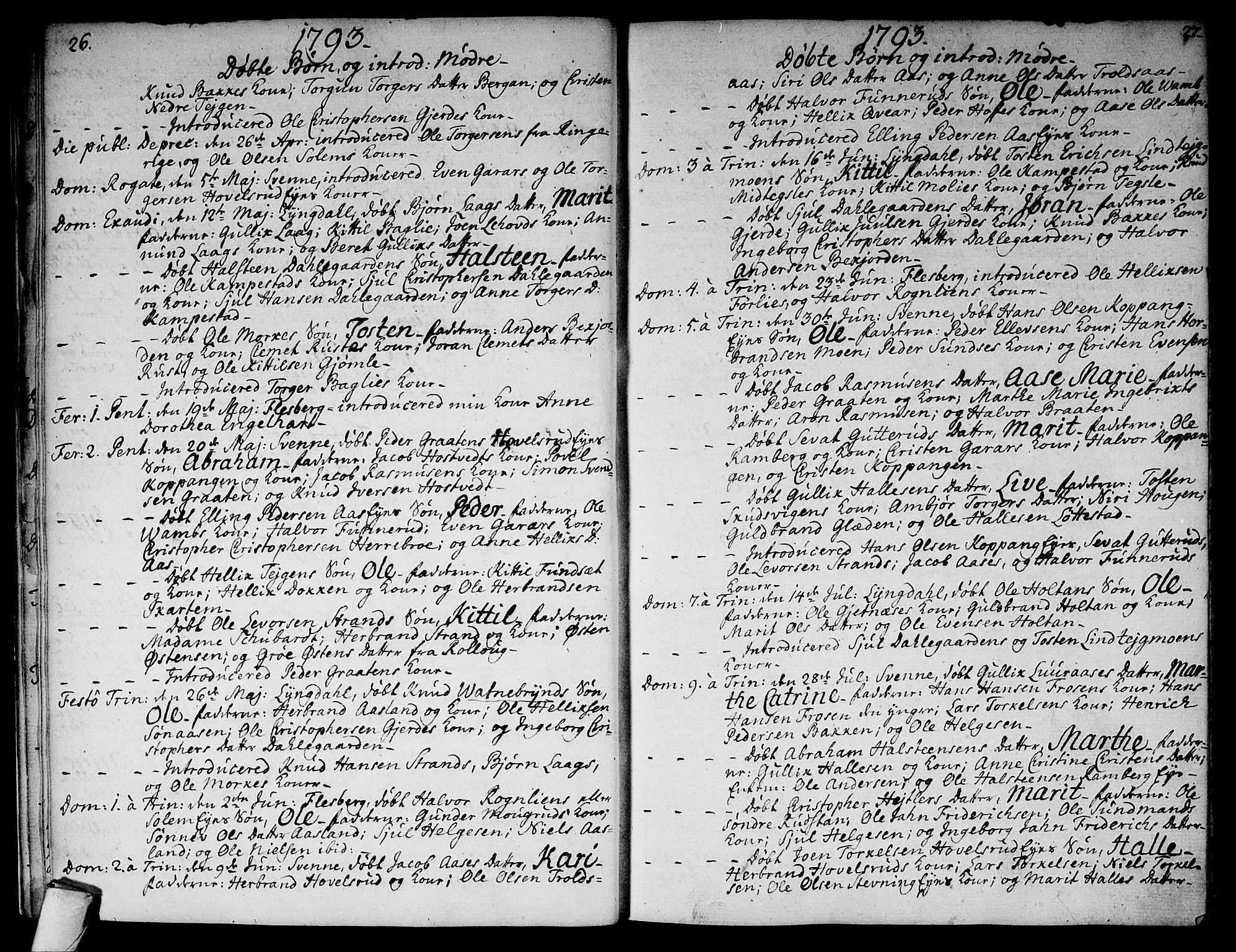 Flesberg kirkebøker, AV/SAKO-A-18/F/Fa/L0004: Parish register (official) no. I 4, 1788-1815, p. 26-27