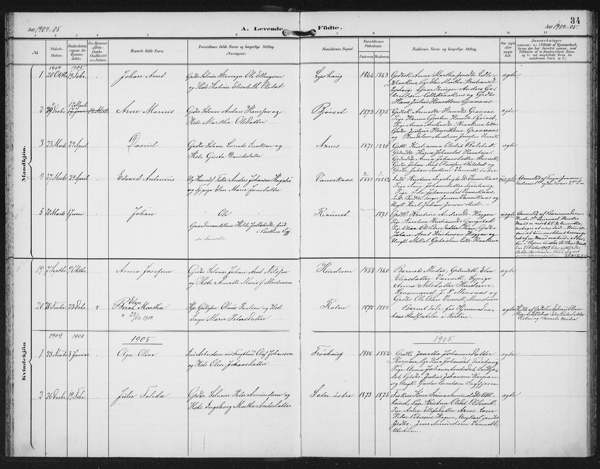 Ministerialprotokoller, klokkerbøker og fødselsregistre - Nord-Trøndelag, SAT/A-1458/702/L0024: Parish register (official) no. 702A02, 1898-1914, p. 34