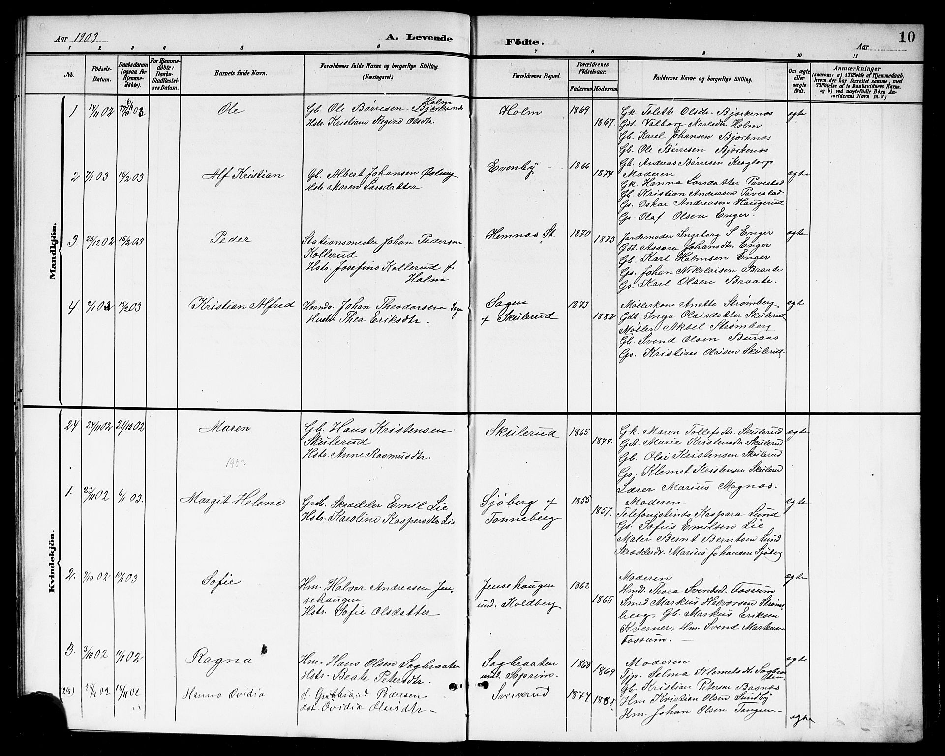 Høland prestekontor Kirkebøker, AV/SAO-A-10346a/G/Gb/L0001: Parish register (copy) no. II 1, 1902-1919, p. 10