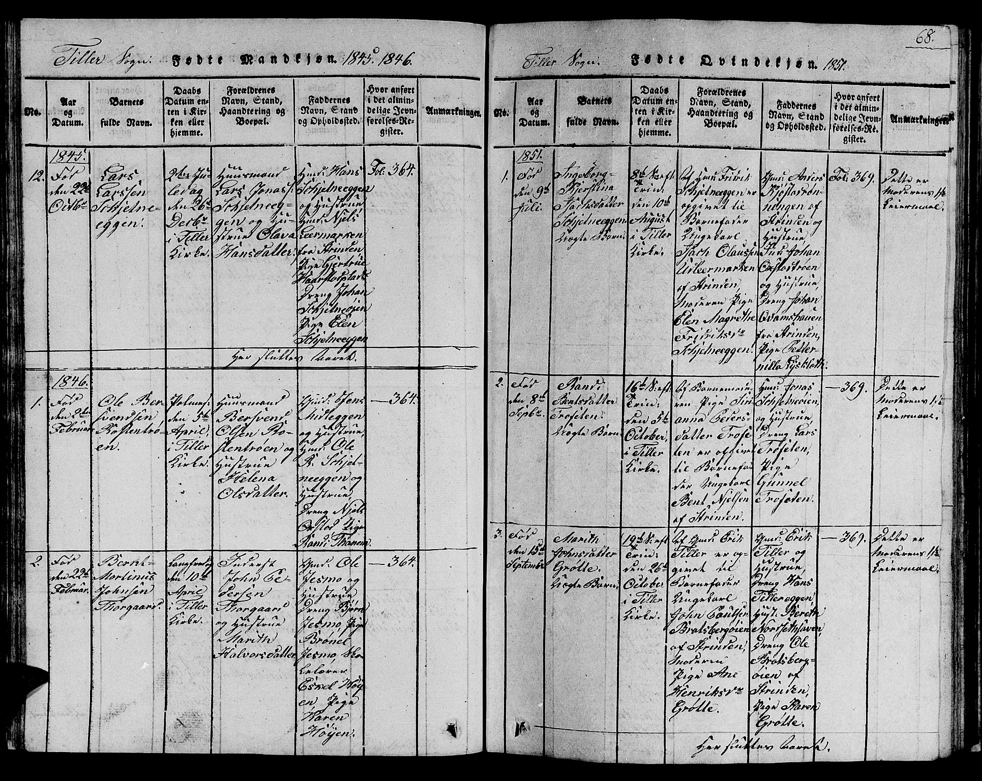 Ministerialprotokoller, klokkerbøker og fødselsregistre - Sør-Trøndelag, SAT/A-1456/621/L0458: Parish register (copy) no. 621C01, 1816-1865, p. 68