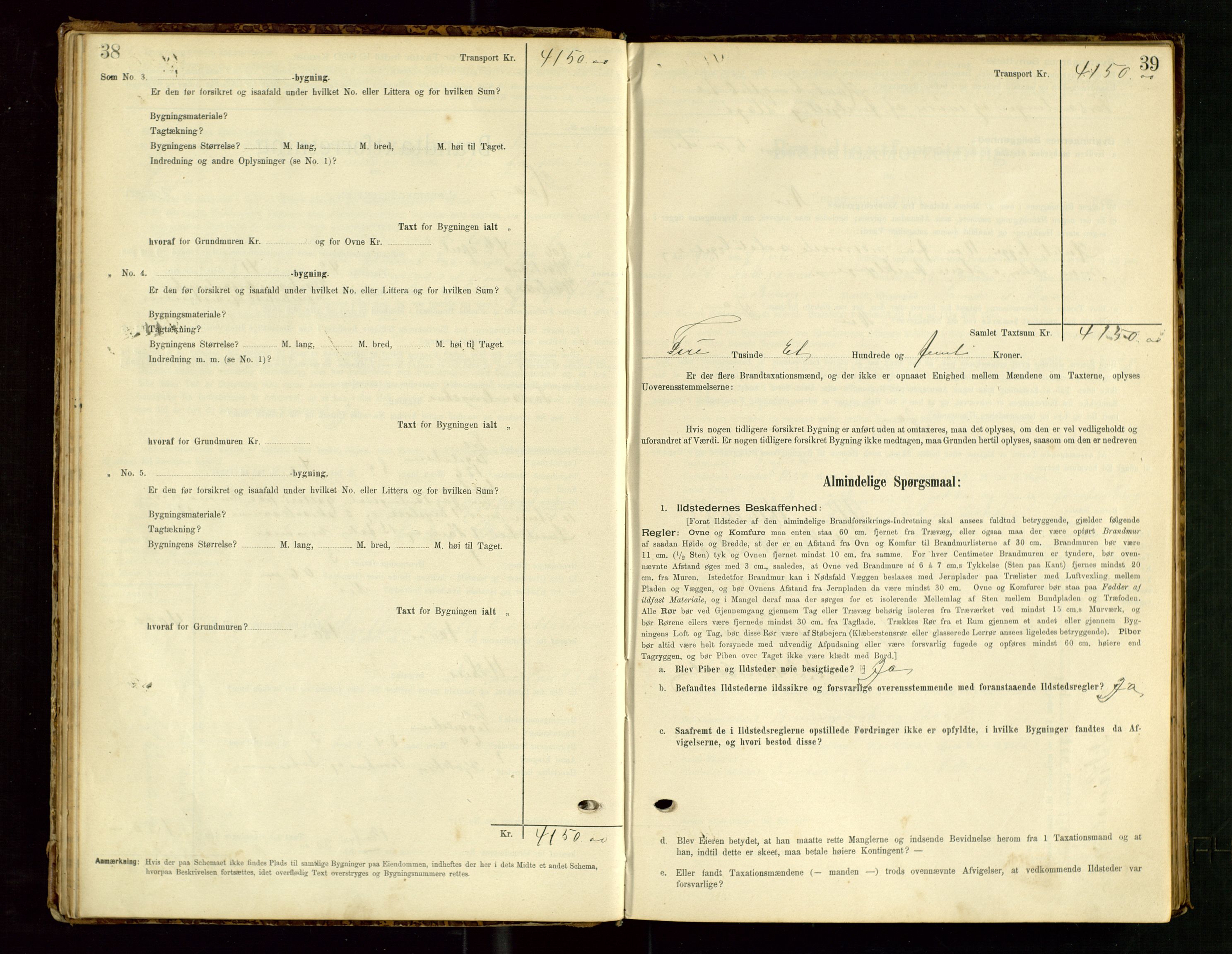 Hå lensmannskontor, SAST/A-100456/Goa/L0003: Takstprotokoll (skjema), 1895-1911, p. 38-39