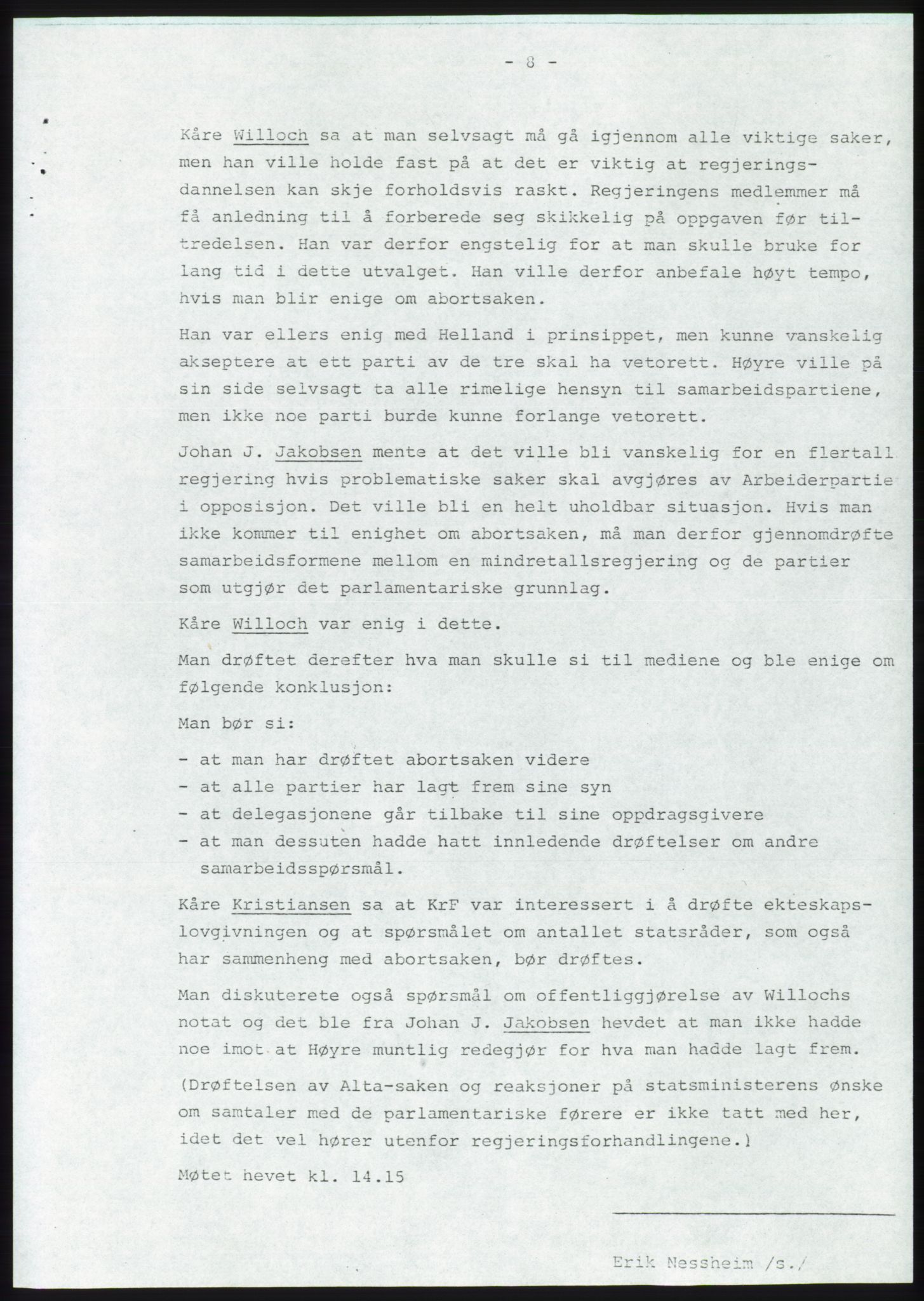 Forhandlingsmøtene 1981 mellom Høyre, KrF og Senterpartiet om dannelse av regjering, AV/RA-PA-0695/A/L0001: Forhandlingsprotokoll, 1981, p. 13