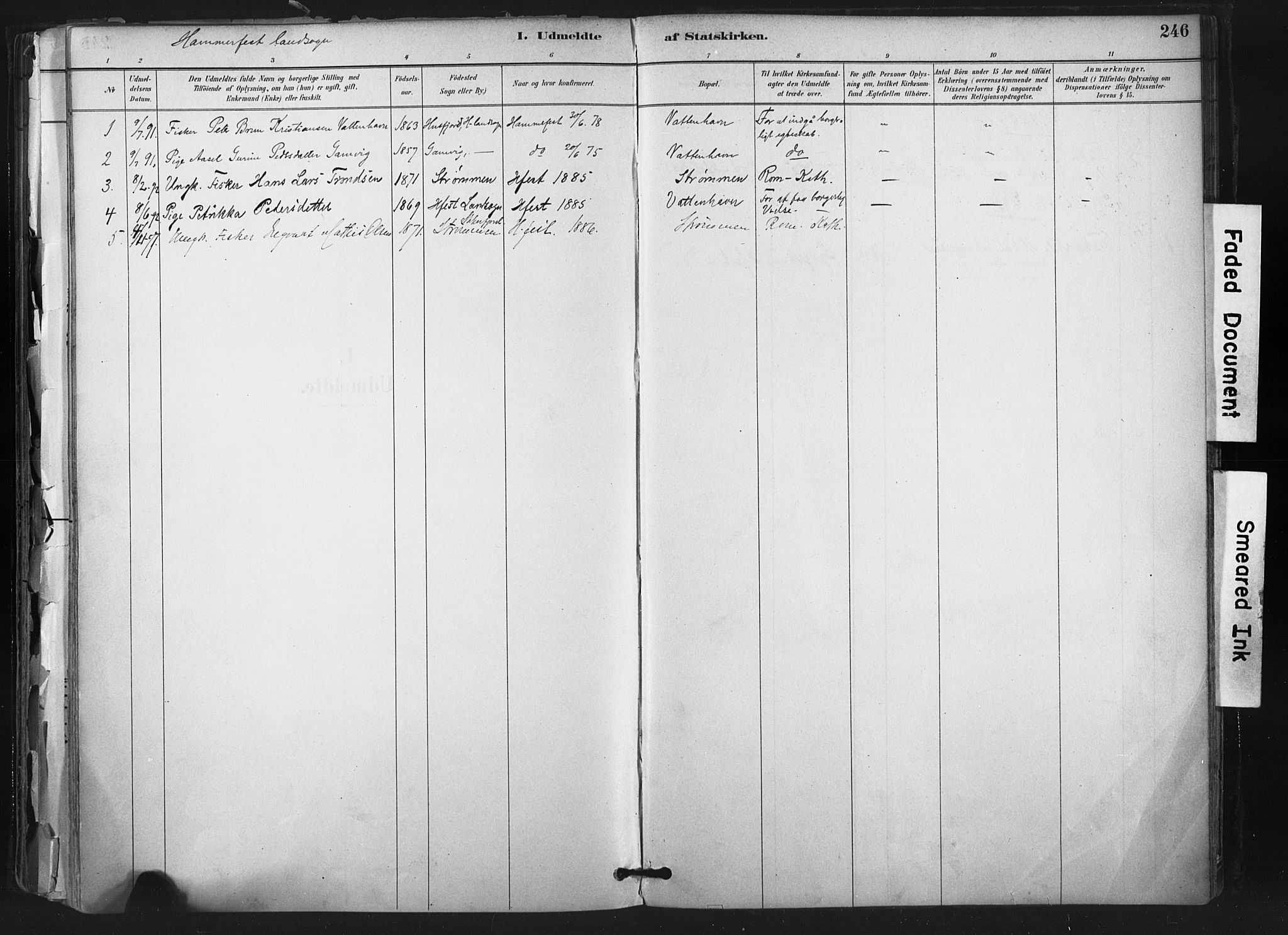 Hammerfest sokneprestkontor, SATØ/S-1347: Parish register (official) no. 11 /1, 1885-1897, p. 246