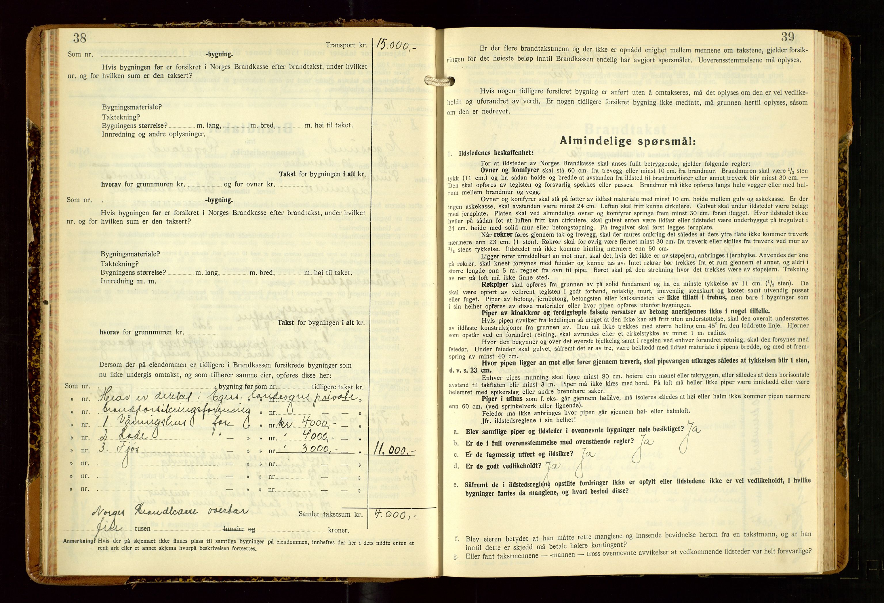 Eigersund lensmannskontor, SAST/A-100171/Gob/L0007: "Brandtakstprotokoll", 1938-1955, p. 38-39