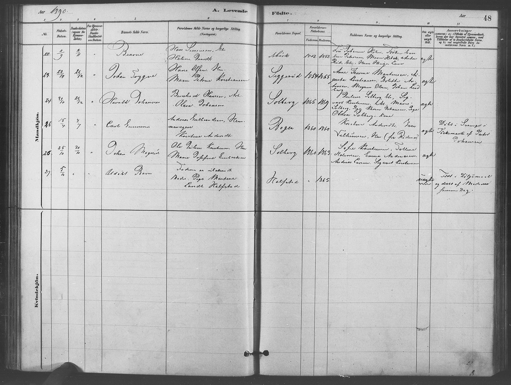 Kråkstad prestekontor Kirkebøker, AV/SAO-A-10125a/F/Fb/L0001: Parish register (official) no. II 1, 1880-1892, p. 48