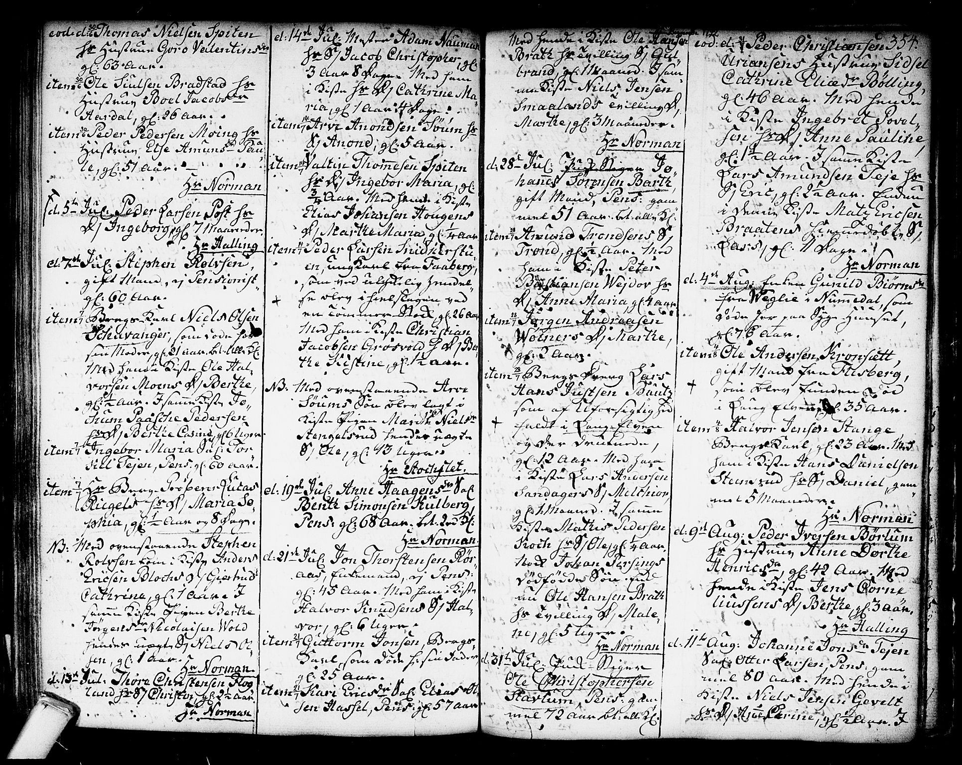 Kongsberg kirkebøker, SAKO/A-22/F/Fa/L0006: Parish register (official) no. I 6, 1783-1797, p. 354