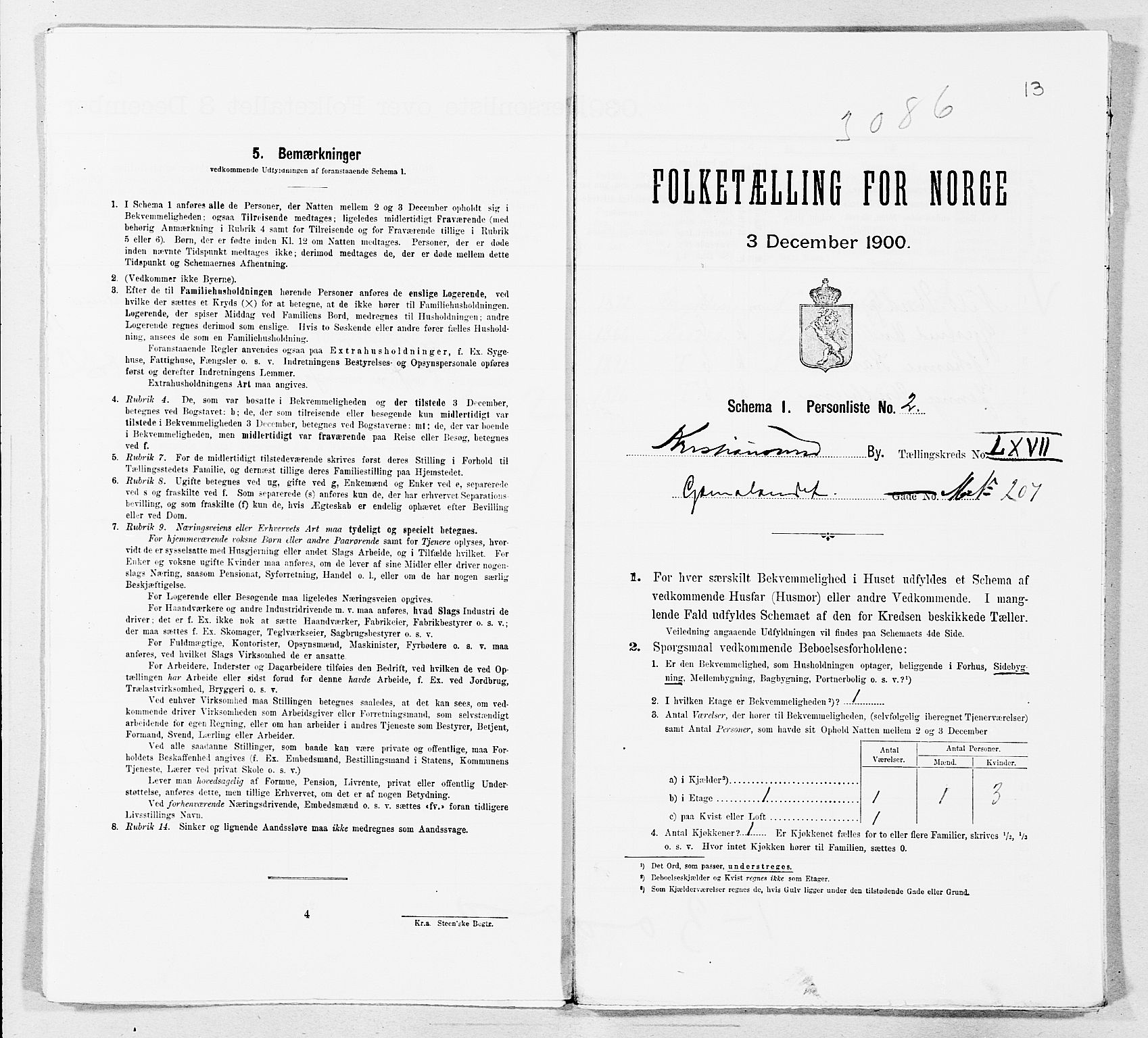 SAT, 1900 census for Kristiansund, 1900, p. 8064