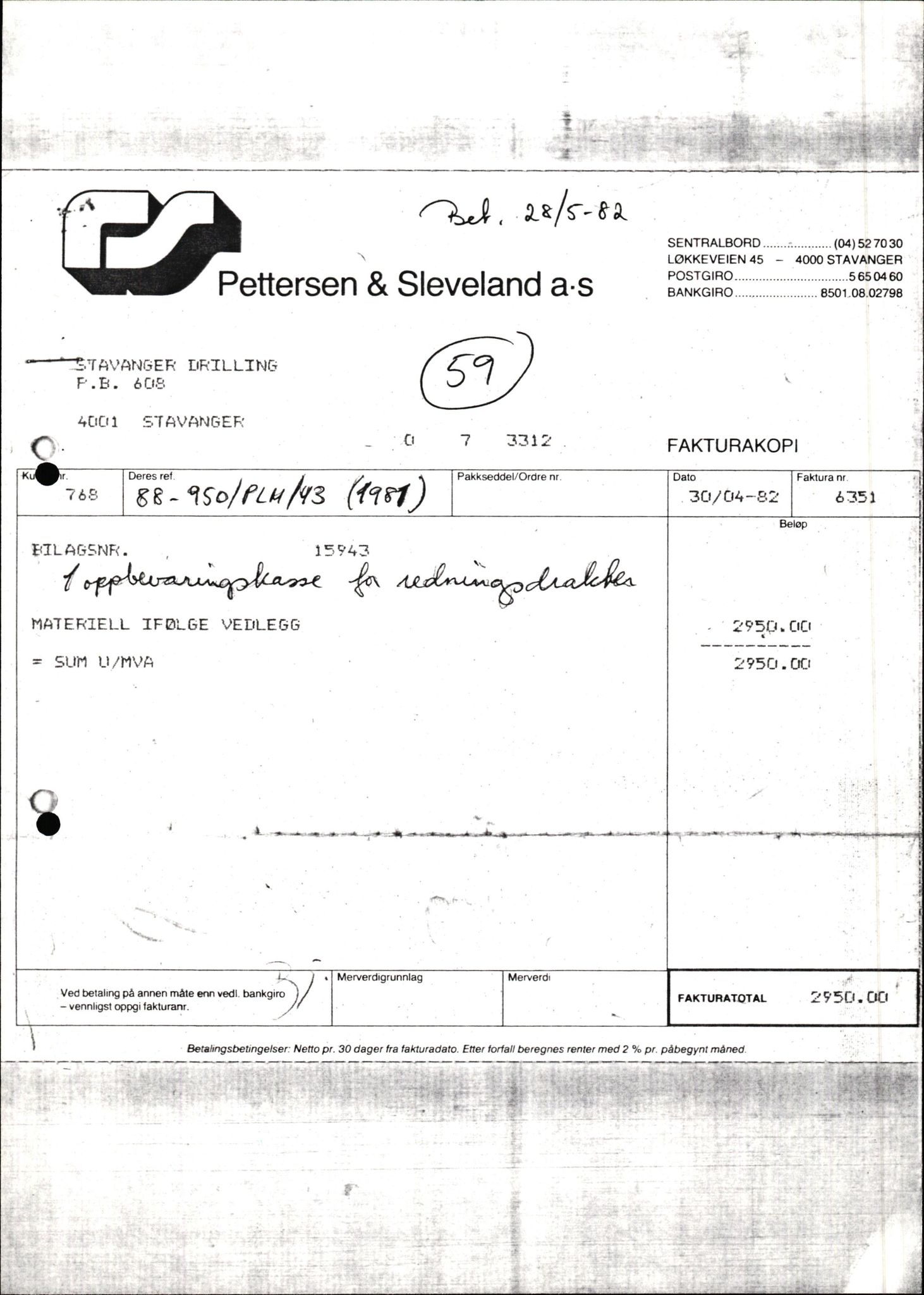 Pa 1503 - Stavanger Drilling AS, AV/SAST-A-101906/2/E/Ec/Eca/L0010: Forsikring, 1976-1983