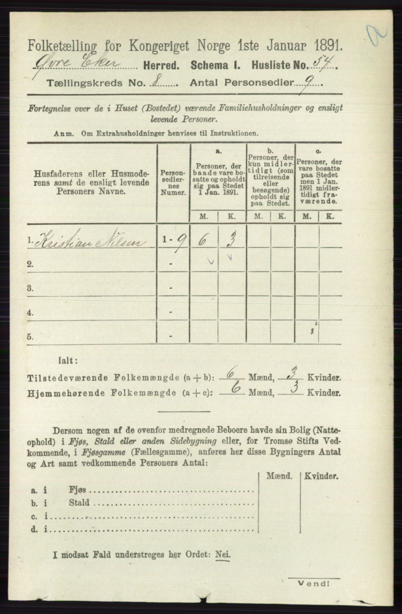 RA, 1891 census for 0624 Øvre Eiker, 1891, p. 3223