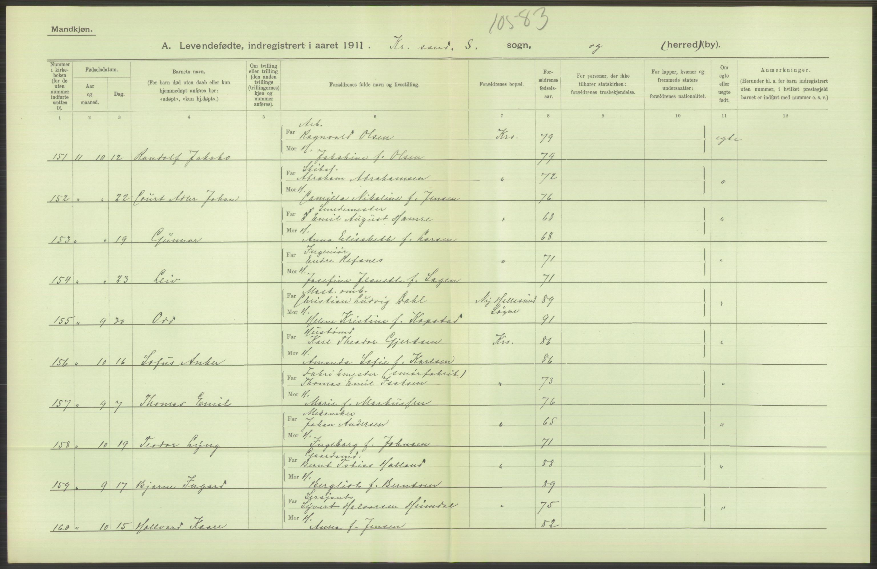 Statistisk sentralbyrå, Sosiodemografiske emner, Befolkning, AV/RA-S-2228/D/Df/Dfb/Dfba/L0023: Lister og Mandals amt:  Levendefødte menn og kvinner. Bygder og byer., 1911, p. 46