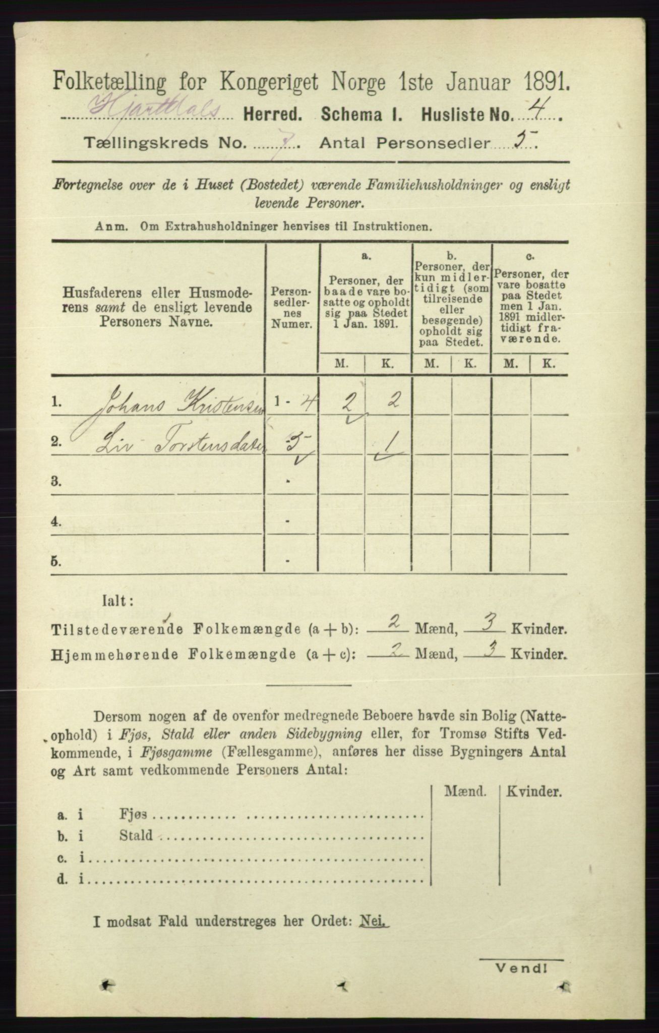 RA, 1891 census for 0827 Hjartdal, 1891, p. 2499